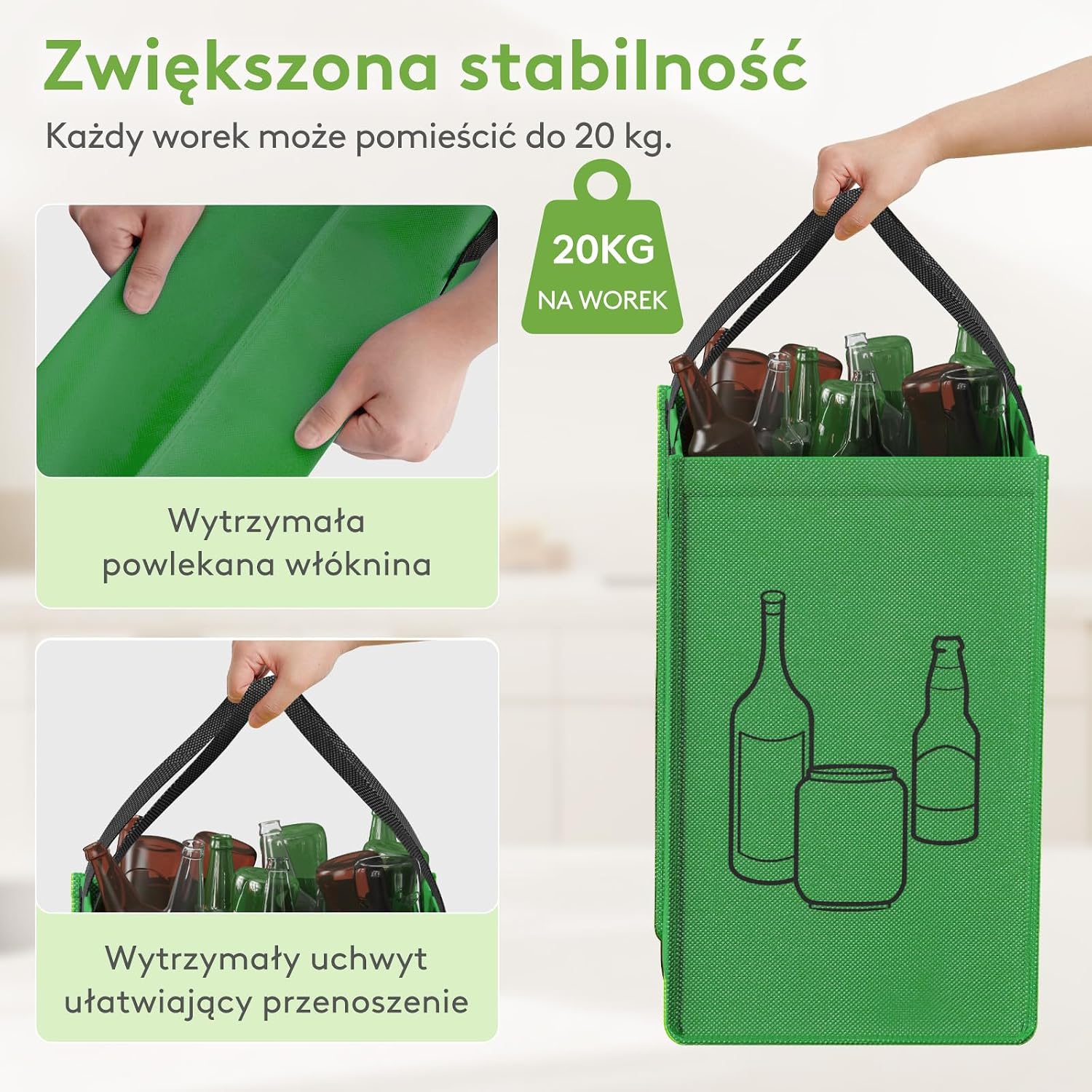 Detalle 2 de Lifewit system segregacji odpadów, 3 worki 45 l z włókniny 160G
