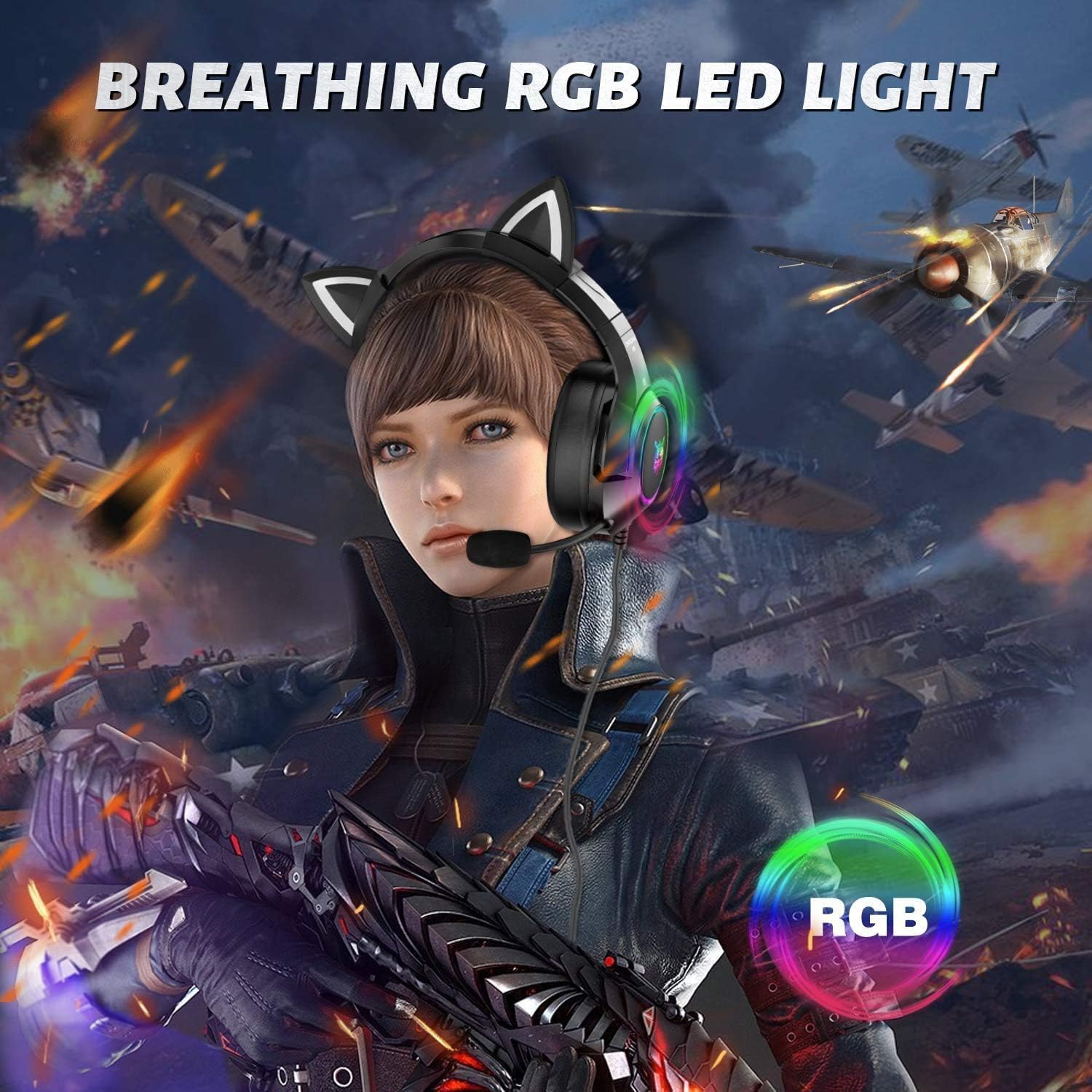 Detalle 2 de PHNIXGAM Gaming Headset 3.5mm with RGB