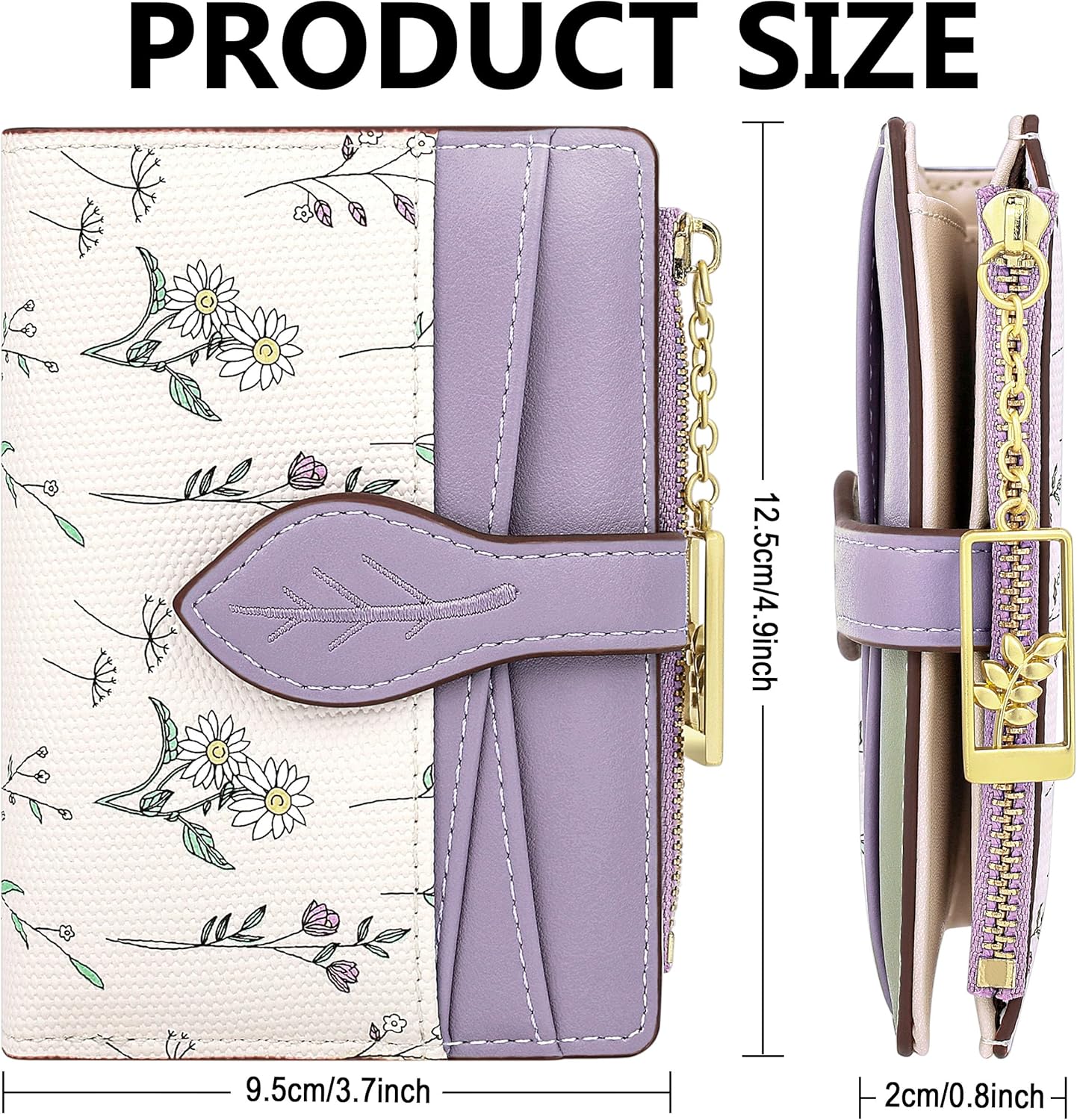 Detalle de Farcauo Damen-Portemonnaie Mini mit Blumen-Design, Ausweisfach & Kartenhüllen