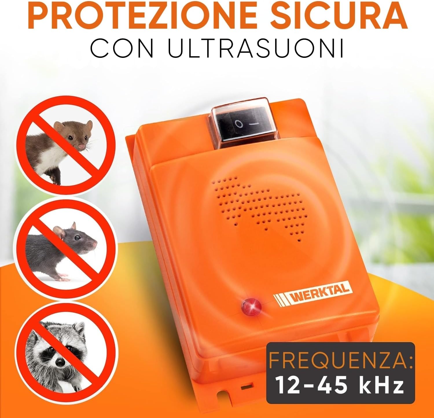Thumbnail 5 de WERKTAL Dissuasore per Martore Auto – Protezione anti-martora a ultrasuoni e luce lampeggiante, alimentato dalla batteria dell’auto