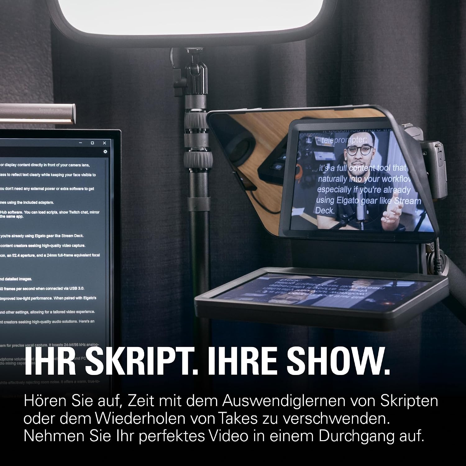 Thumbnail 3 de Elgato Prompter – Teleprompter mit integriertem Bildschirm (1920 x 1080) für YouTube, Twitch, Zoom, Teams & Streaming-Setups