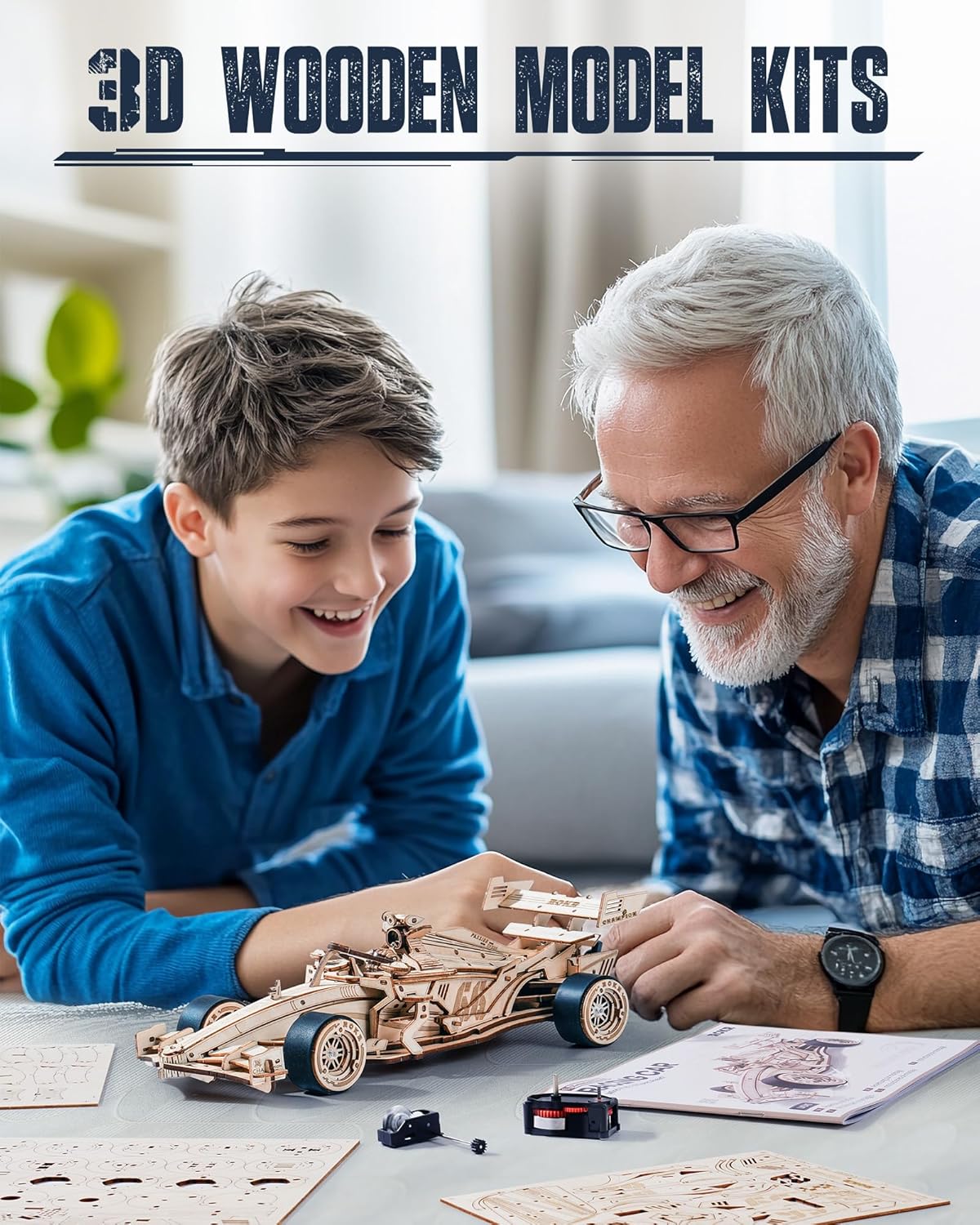 Thumbnail 1 de ROKR Puzzle 3D Auto da corsa LK505: modello in legno meccanico da costruire per adulti e bambini