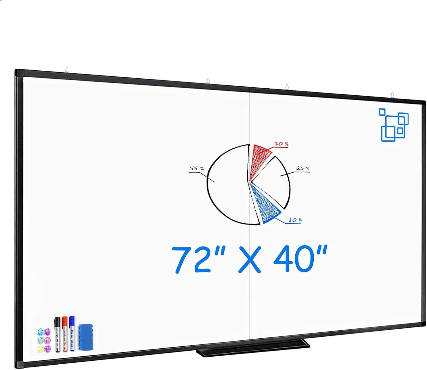 Detalle de maxtek 72 x 40 in Magnetic Dry-Erase Board, Foldable Aluminum Frame