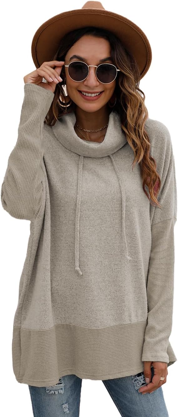 Thumbnail 6 de Famulily Oversized Hoodie Women — Cowl Neck Drawstring Sweatshirt in Blue (Size L-XL)