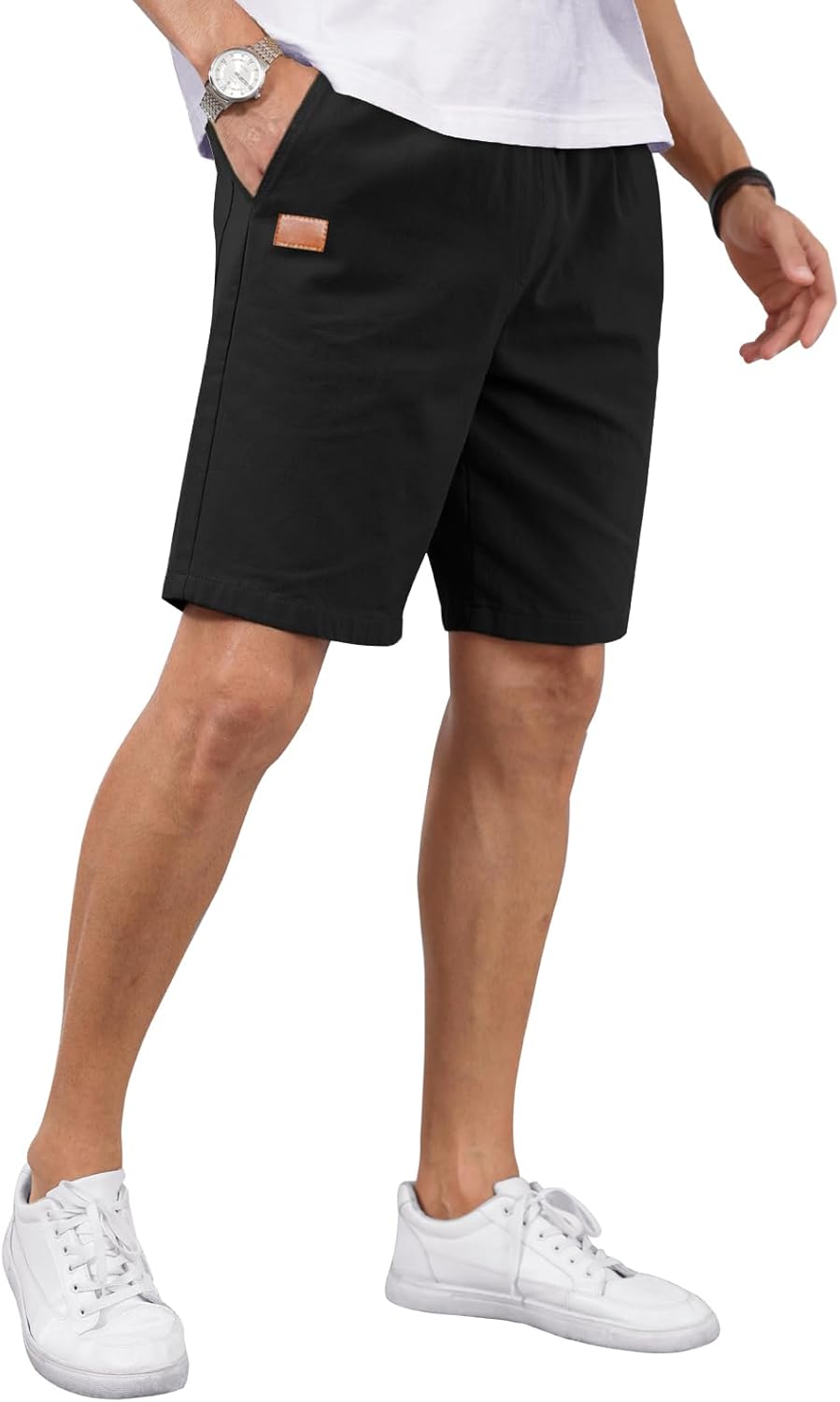 Thumbnail 2 de HMIYA Kurze Hose Herren Baumwolle – Chino Shorts mit elastischer Taille, Taschen und echtem Lederetikett