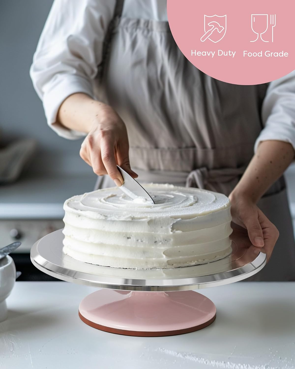 Detalle de Kootek 12-Inch Aluminium Alloy Revolving Cake Stand (360° Rotating Cake Turntable)