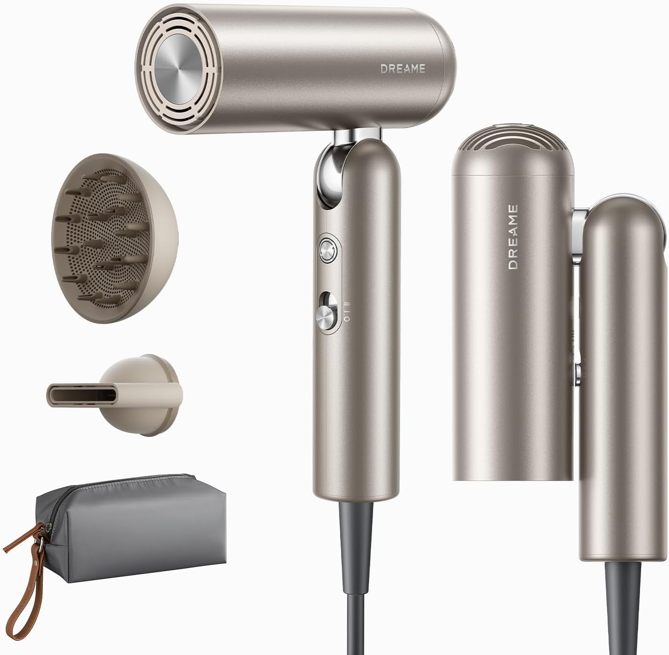 Detalle de dreame AHD54 Pocket Pro Dual-Voltage Ionic Hair Dryer with Diffuser