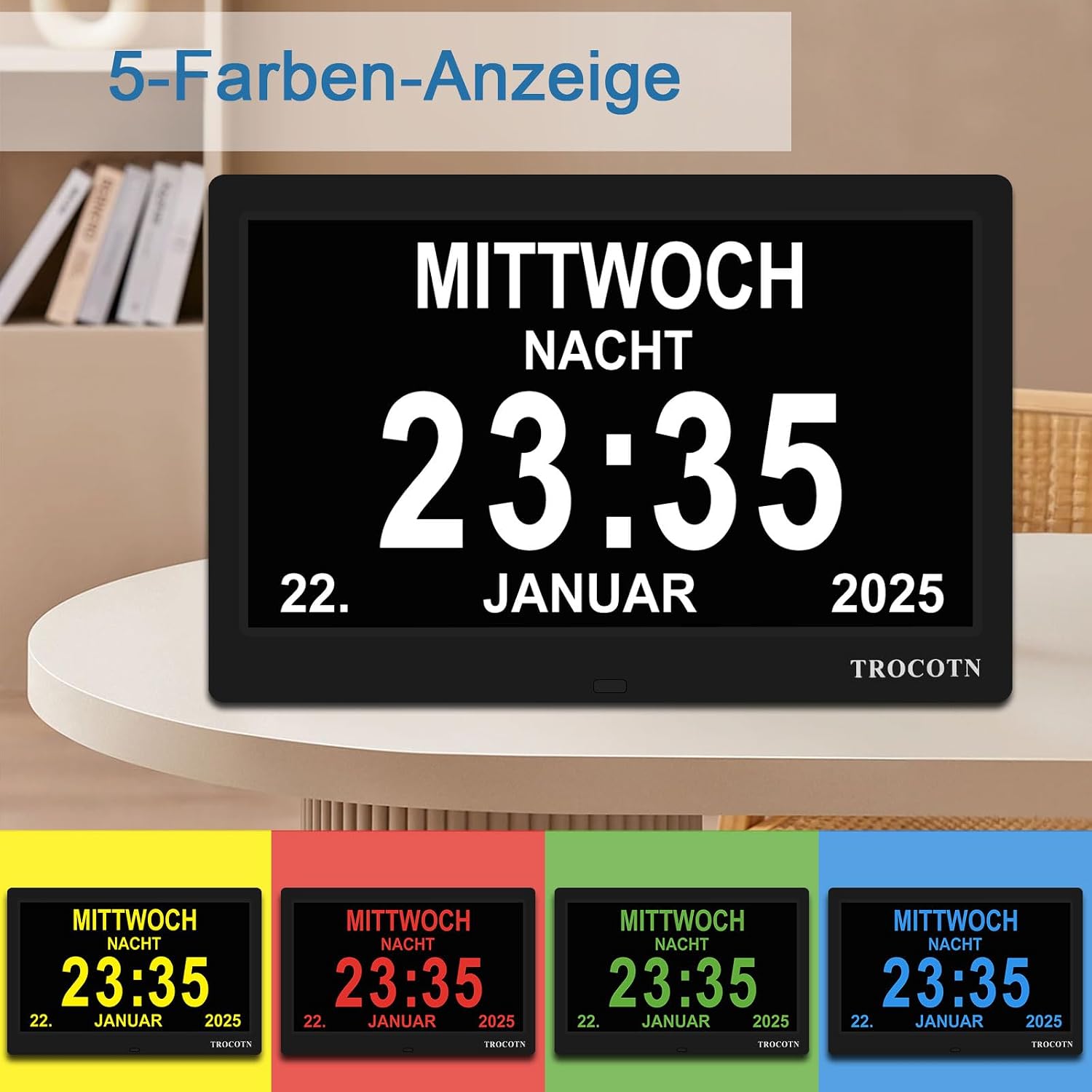Detalle de TROCOTN 10 Zoll Demenz Uhr mit Großdisplay