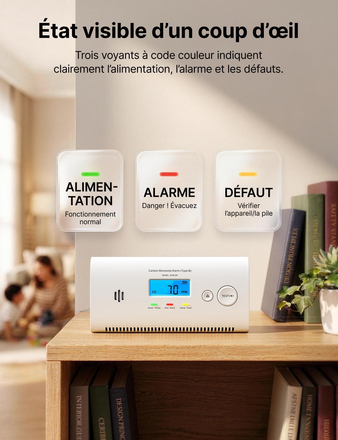 Detalle de X-Sense Détecteur de Monoxyde de Carbone Portable XC0N-SR – Sécurité CO pour Maison et Voyage