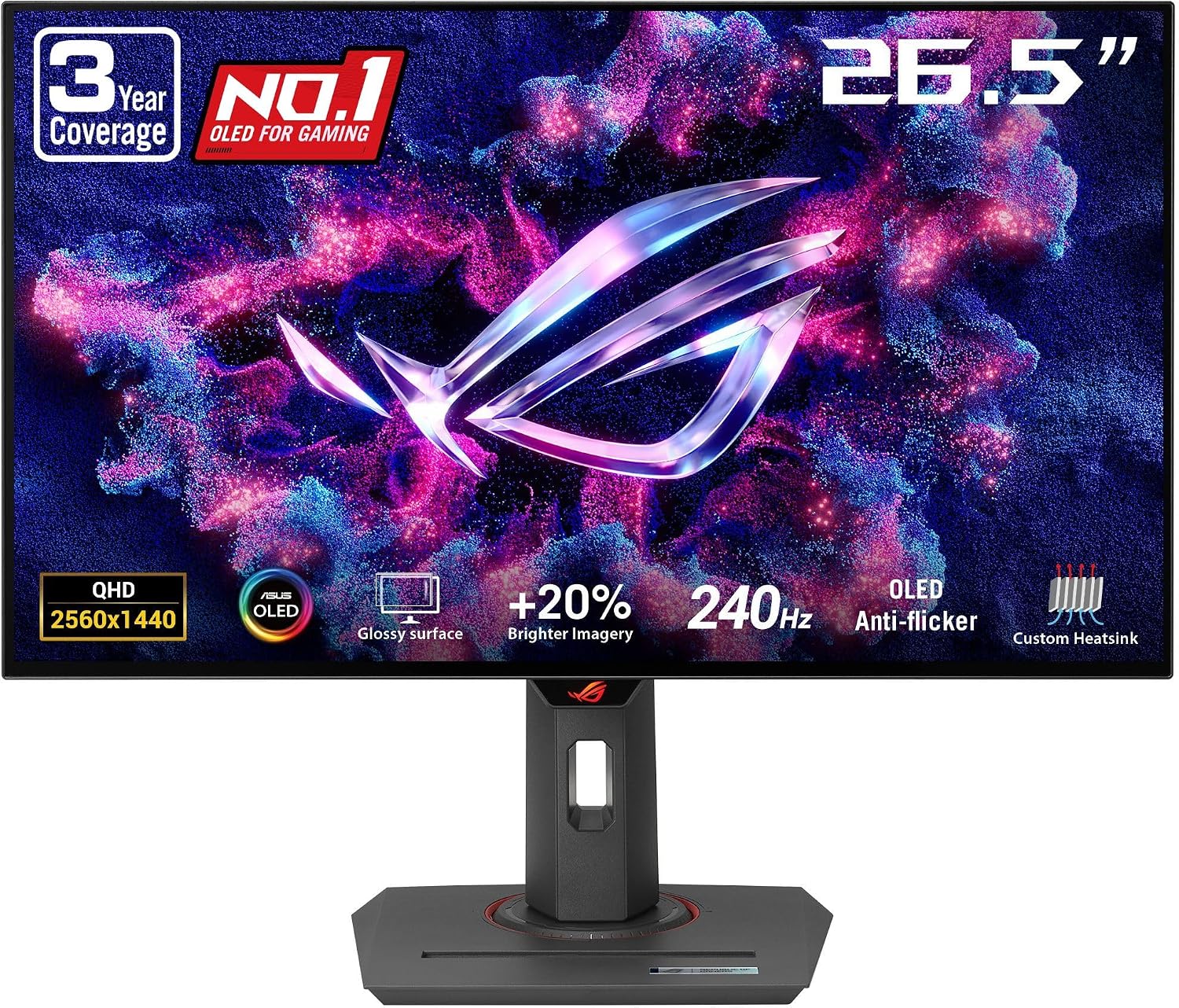 Detalle de ASUS ROG Strix 27” 1440P OLED Gaming Monitor (XG27AQDMG) — WOLED QHD, 240Hz, Glossy OLED