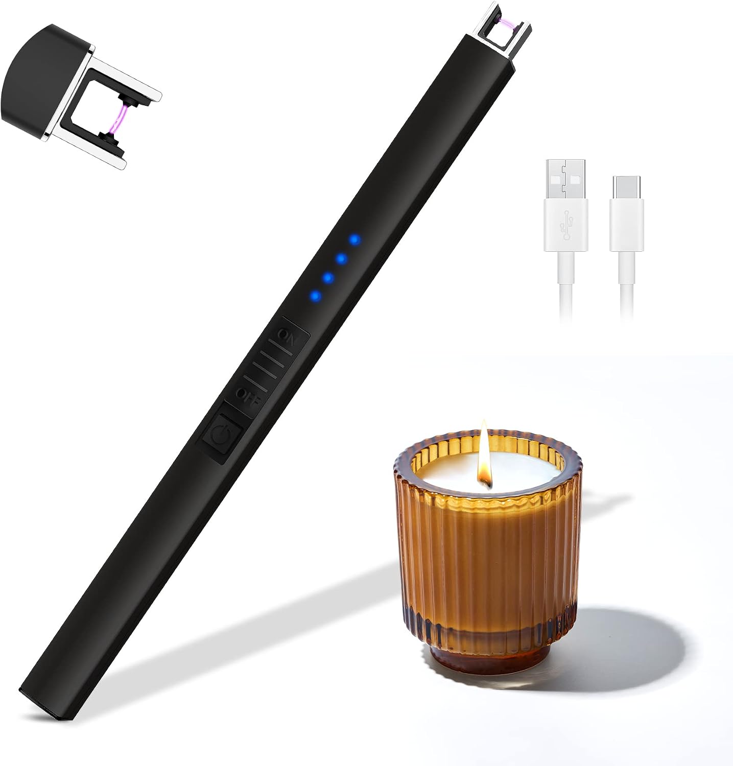 Detalle de Rouclo Rouclo-601 elektrische plasma-aansteker, USB-oplaadbaar en windbestendig