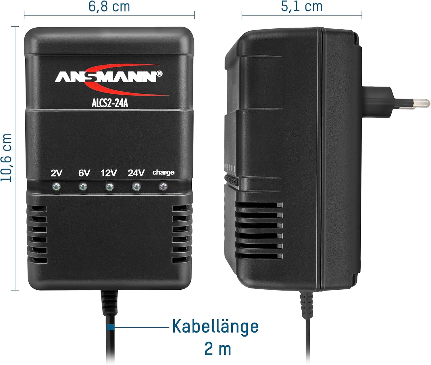 Thumbnail 2 de ANSMANN Autobatterie-Ladegerät ALCS 2-24 A – vollautomatisch für 2V, 6V, 12V & 24V Bleiakkus, 900 mA