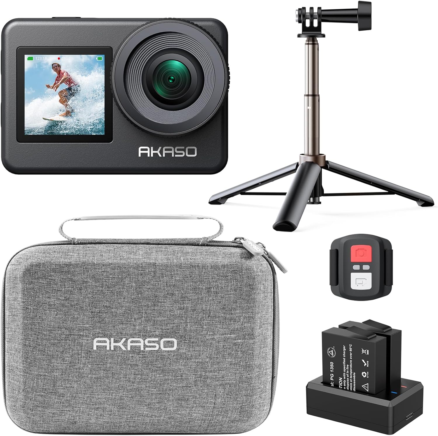 Detalle de AKASO Brave 7 4K action camera bundle 🎥
