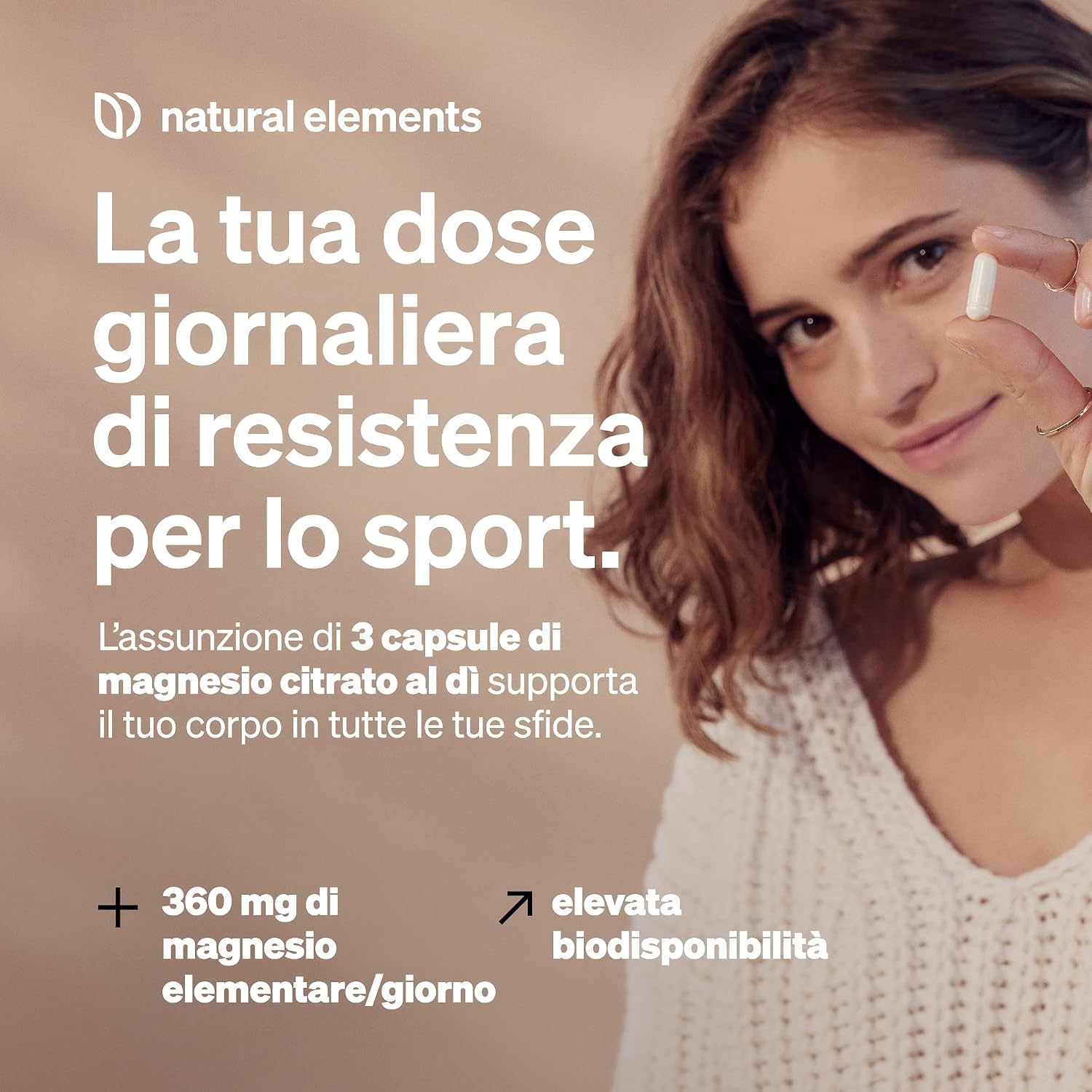 Thumbnail 2 de Magnesio Citrato Premium in capsule Natural Elements – 2320 mg, con 360 mg di magnesio elementare per dose giornaliera