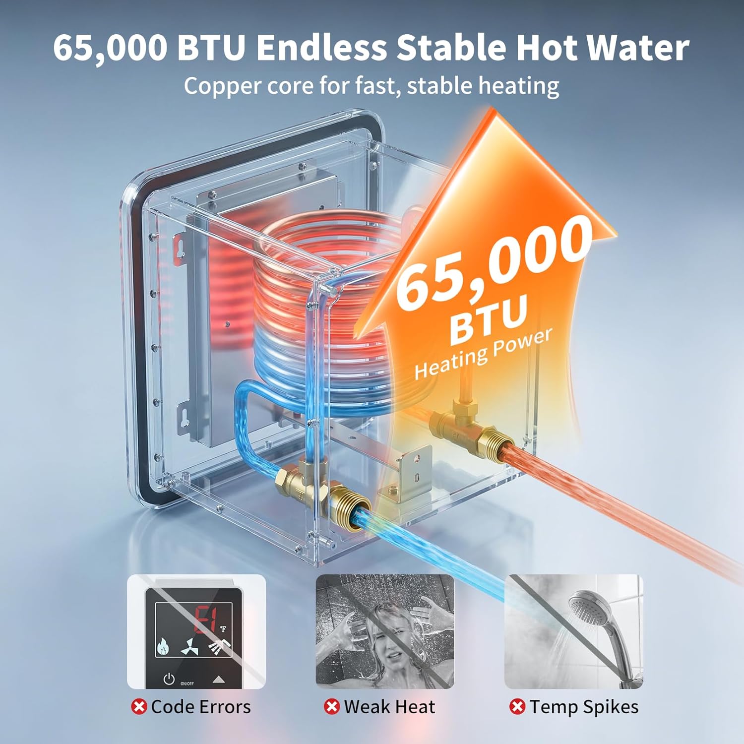 Thumbnail 3 de Xenjum RV Tankless Water Heater (65,000 BTU) with Dual Outlets and Controller for Off-Grid RV Living