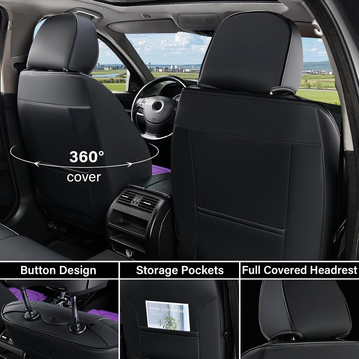 Detalle 2 de Coverado Car Seat Covers Full Set 5‑Piece