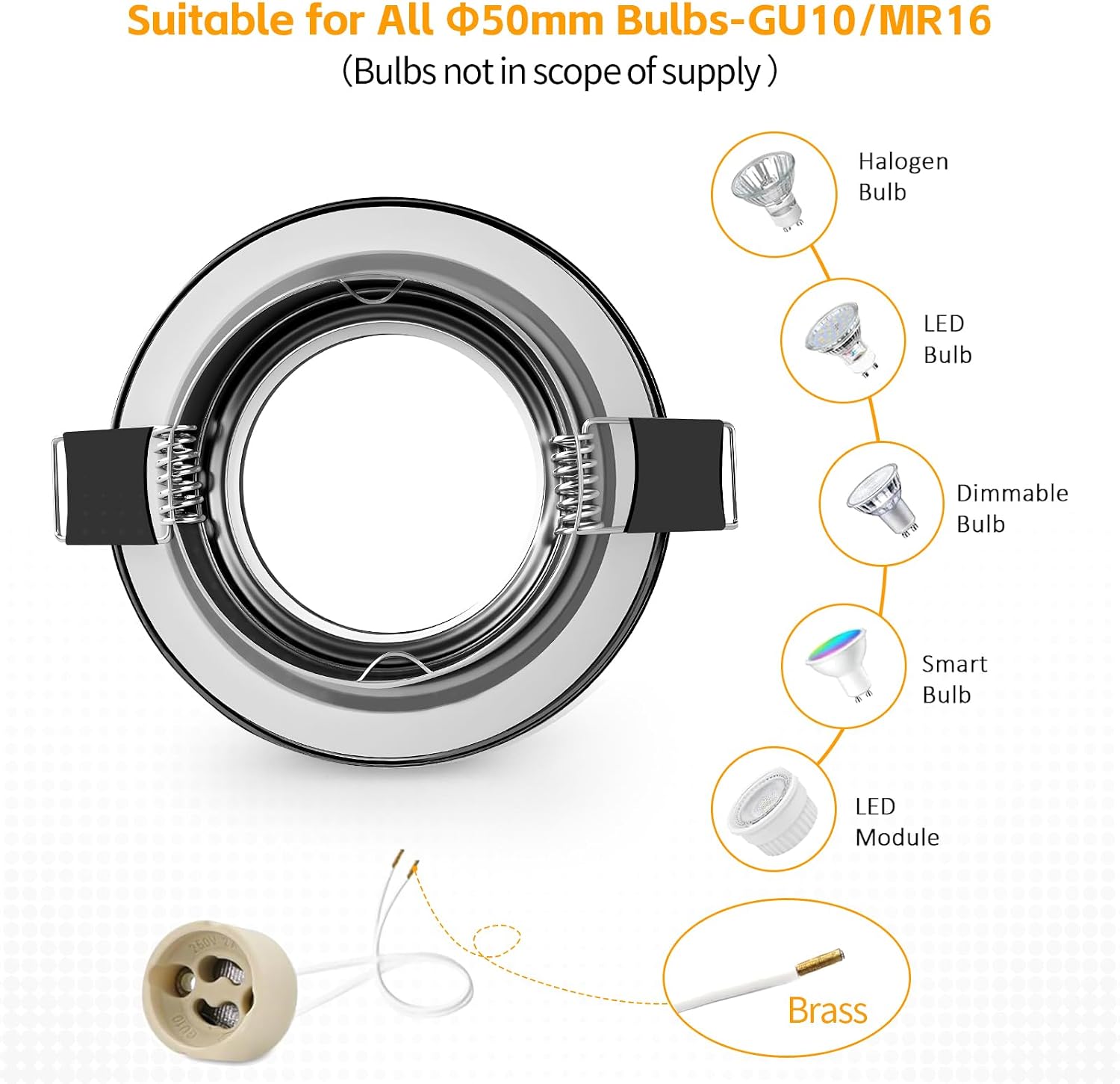 Detalle 2 de GeyouLux 6er Set Einbaustrahler Rahmen IP65 68mm