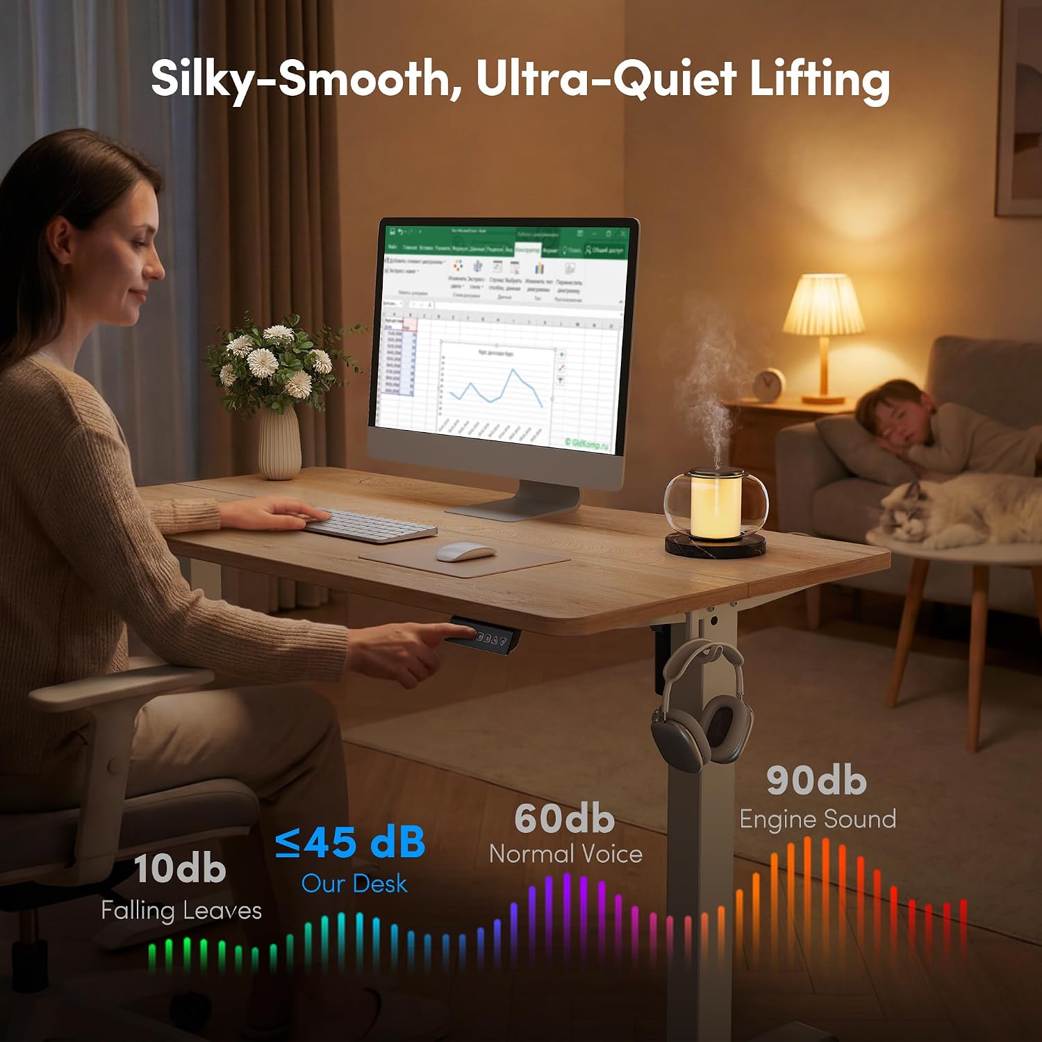 Thumbnail 6 de FEZIBO INCF-SD0001-120LOG-02 Electric Standing Desk, Maple, 3 Presets