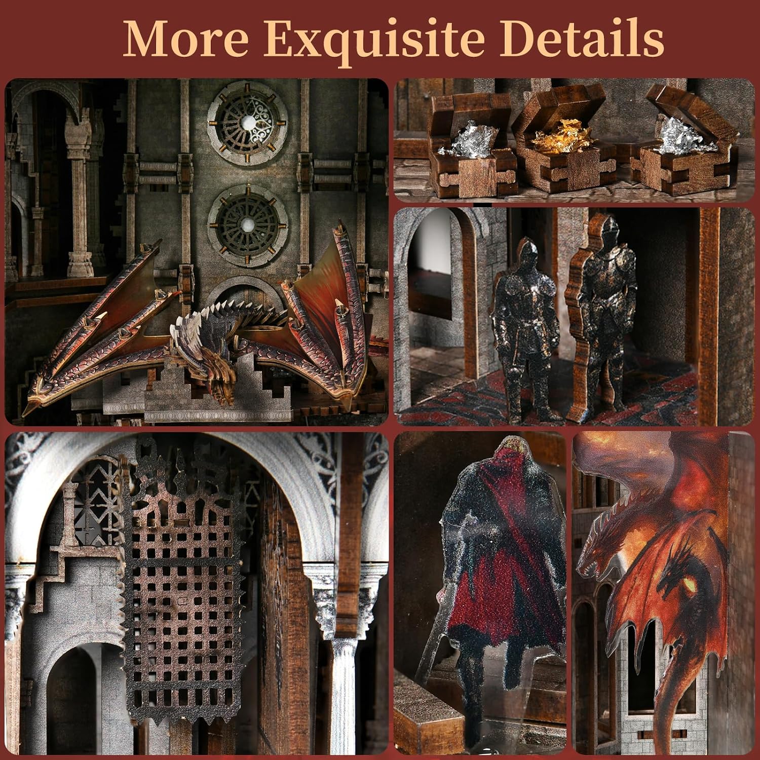 Thumbnail 2 de MiniCity Ember Castle Book Nook Kit – DIY miniature house bookshelf insert with extra warm LEDs and dust cover