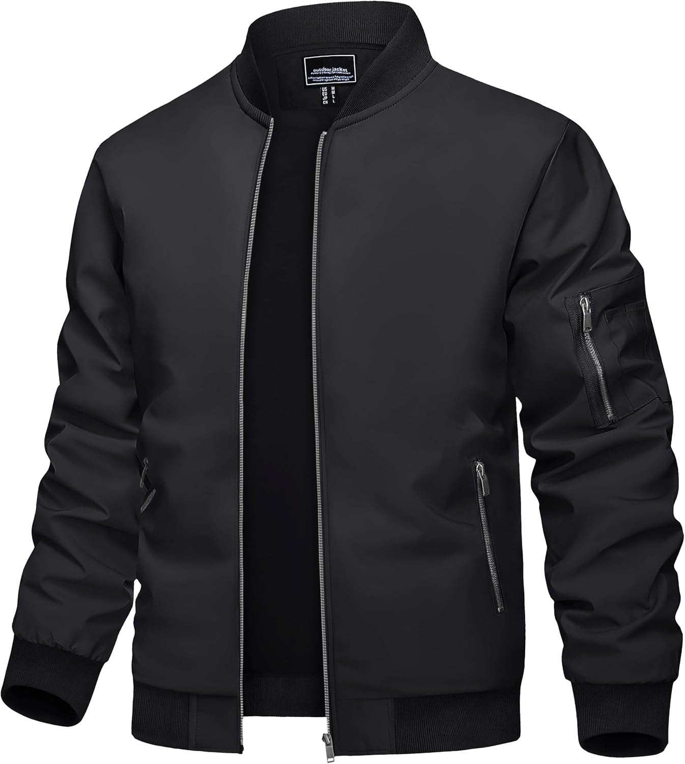 Detalle de TACVASEN Herren Bomberjacke – leichte Übergangsjacke im Fliegerjacken-Stil mit Reißverschlusstaschen