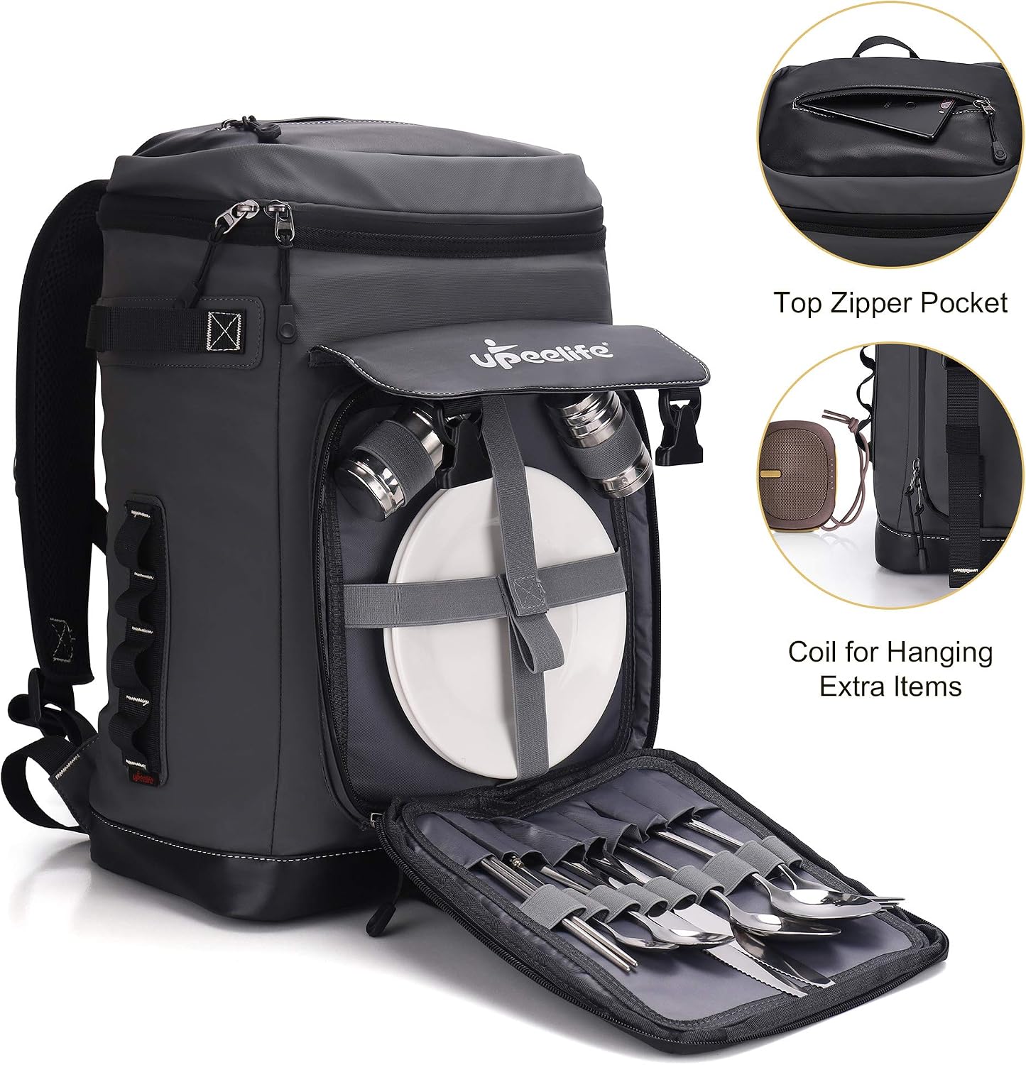 Detalle 2 de Upeelife Sac à Dos Isotherme 30L – Grand Sac Glacière Étanche, Pique-Nique pour Homme & Femme