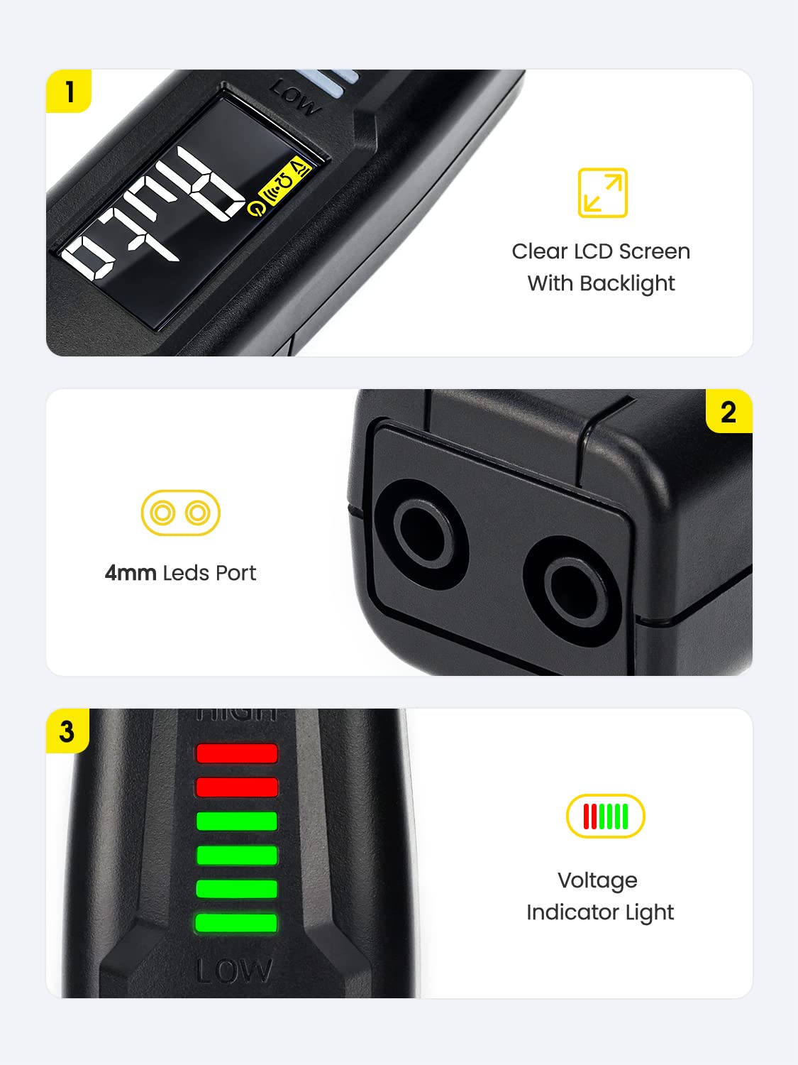 Thumbnail 3 de KAIWEETS ST100 Multi-function Voltage Tester: Non-Contact, 600V AC/DC voltages with NCV and comprehensive testing