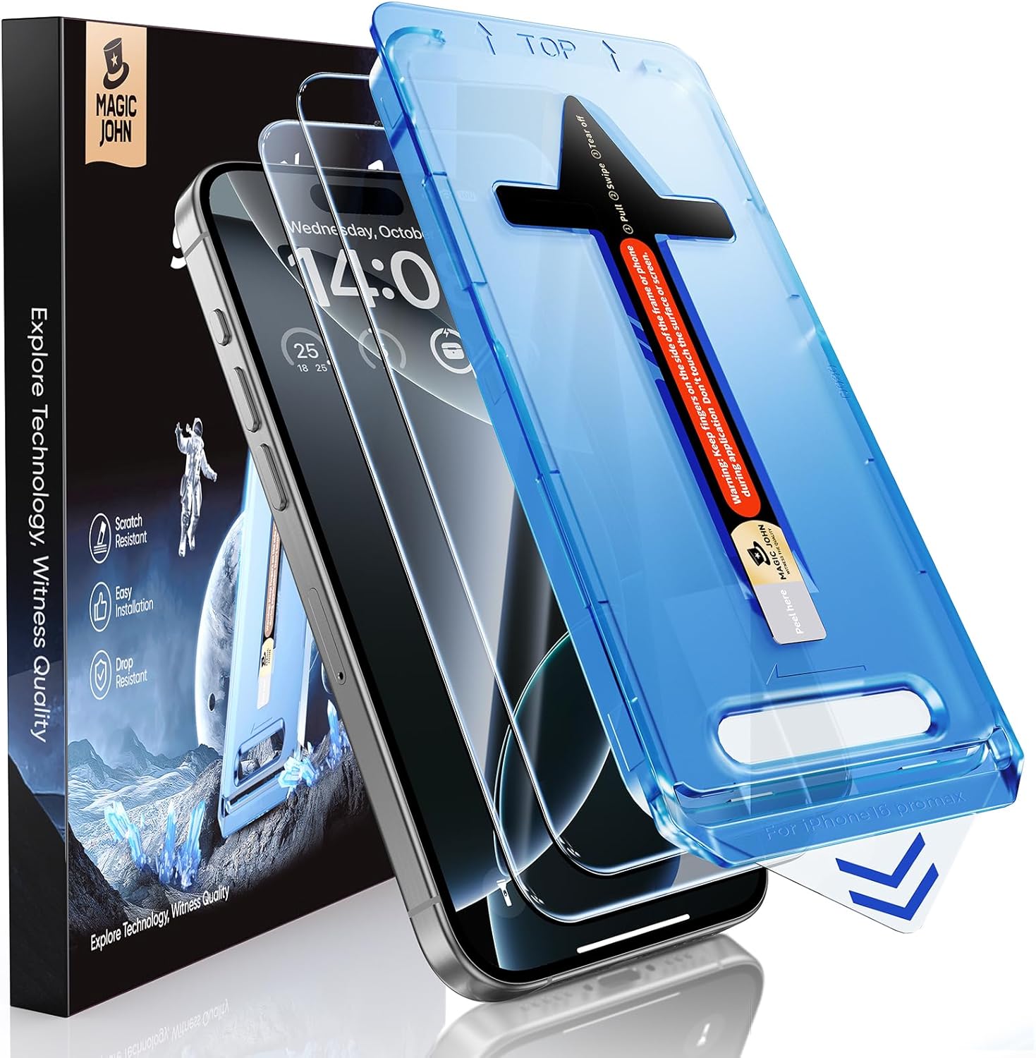 Detalle de MAGIC JOHN 2-pack iPhone 16 Pro Max screen protector 6.9 inch
