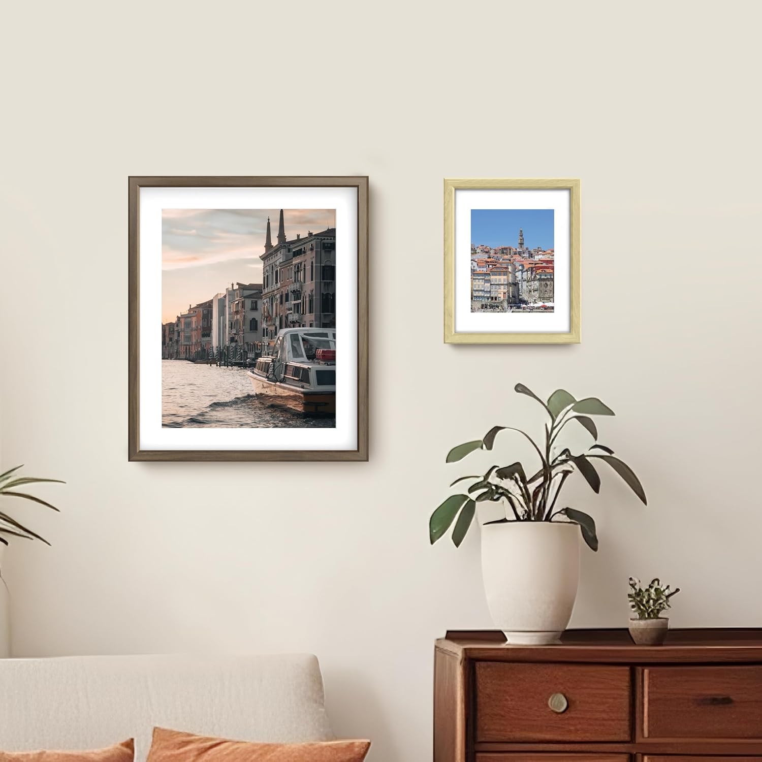 Detalle 2 de FrameWorks 2-Pack 18 x 24-Inch Natural Oak Shadow Box Frames with Removable Mats