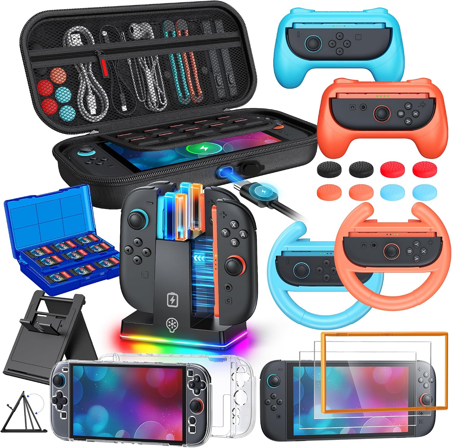 Detalle de Ensemble WAXITY de 23 accessoires pour Switch 2 (2025) : rangement, transport et protections
