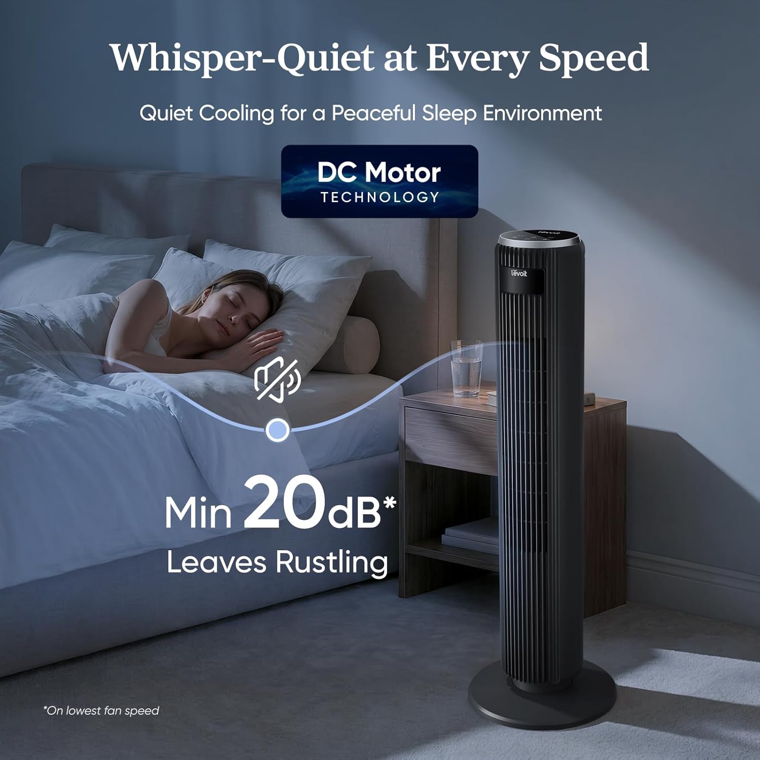 Thumbnail 3 de Levoit 20dB Silent Tower Fan – Quiet, Energy-Saving Cooling for Bedroom & Home
