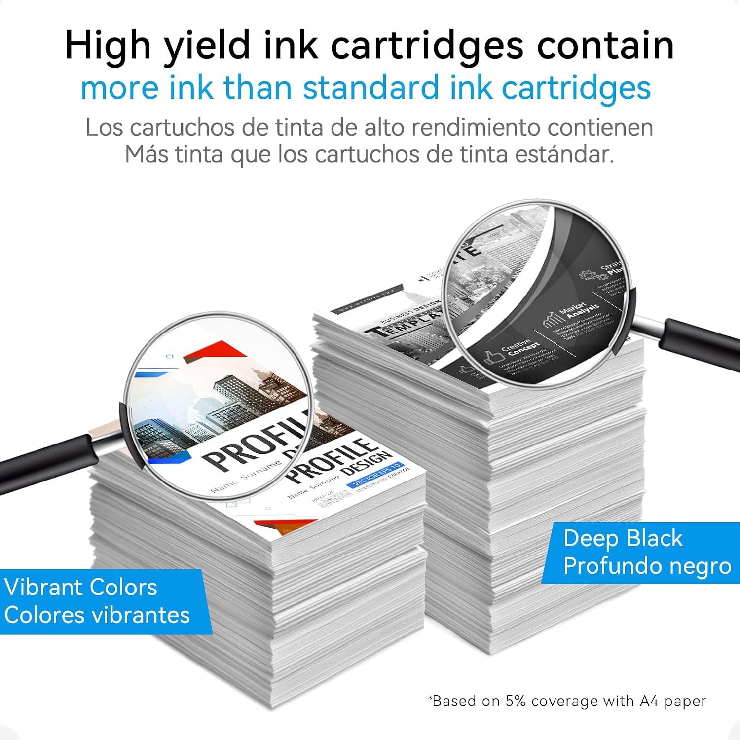 Detalle de Pitooler 62XL Black and Tri-Colour High-Yield Ink Cartridges for HP