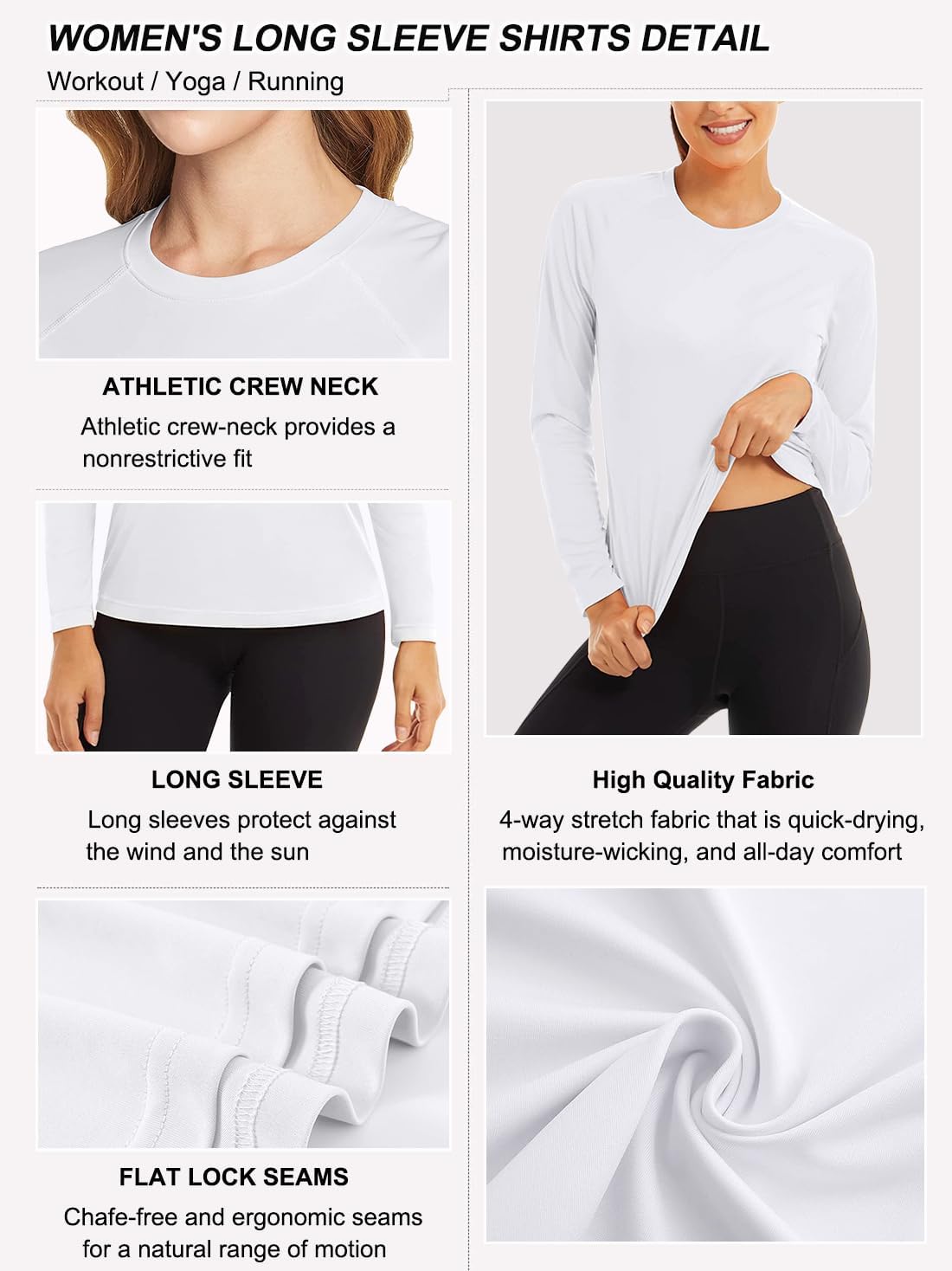 Detalle de Damen 3er Pack Langarmshirt Funktionsshirt mit UPF 50+ Sonnenschutz (85% Polyester/15% Elasthan)