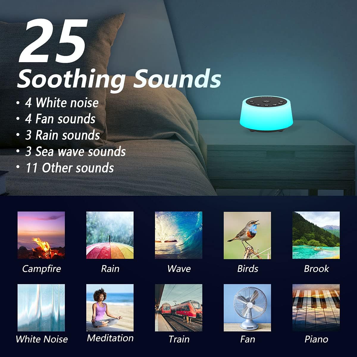 Detalle 2 de Color Noise Sound Machines with 10 Colors Night Light