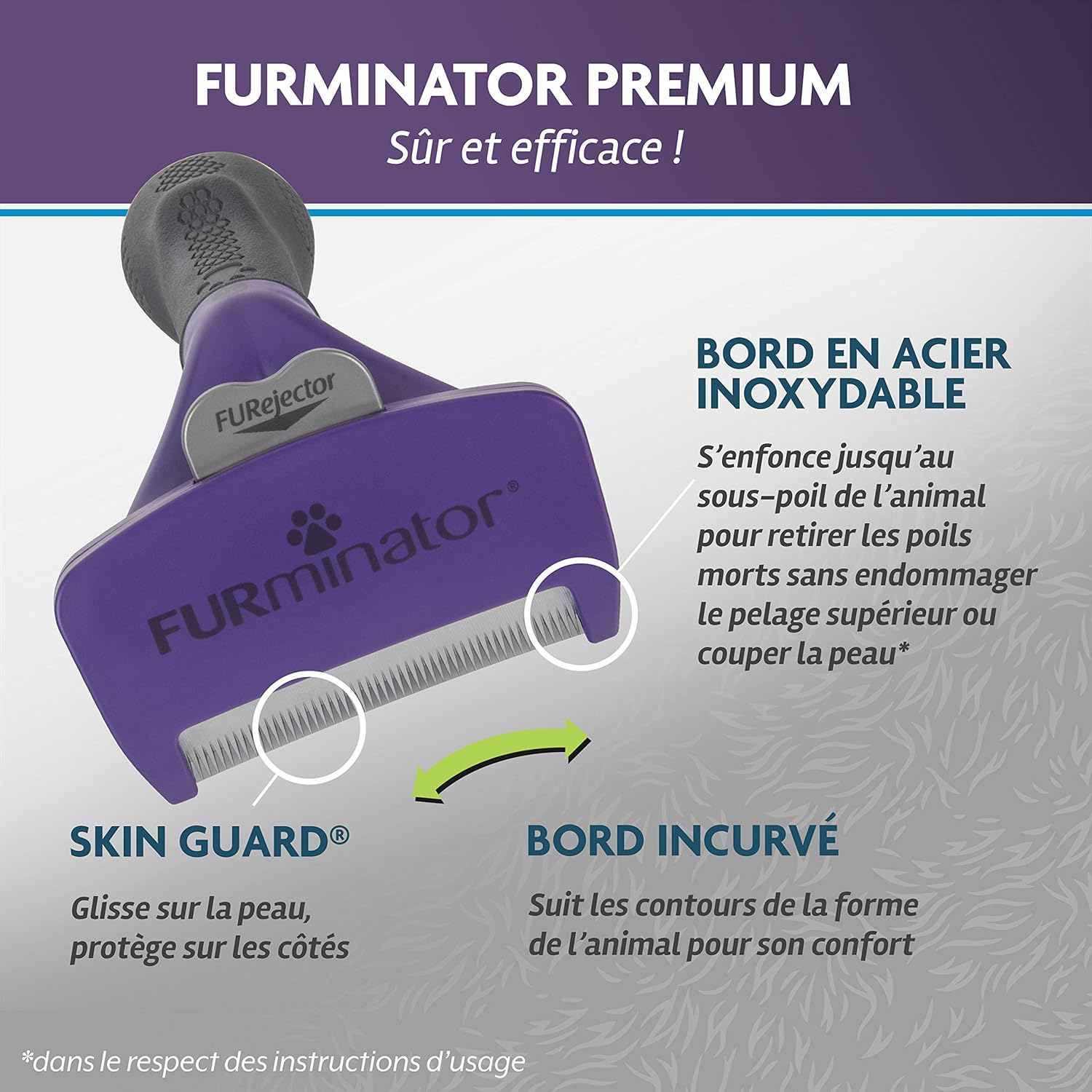 Thumbnail 2 de FURminator Outil de toilettage pour chat grande taille à poils longs – poignée ergonomique, élimination du poil en 1 clic