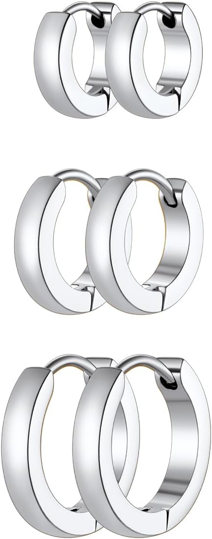 Detalle de U7 Huggie Créoles lot de 3 tailles Ø7/9/12 mm