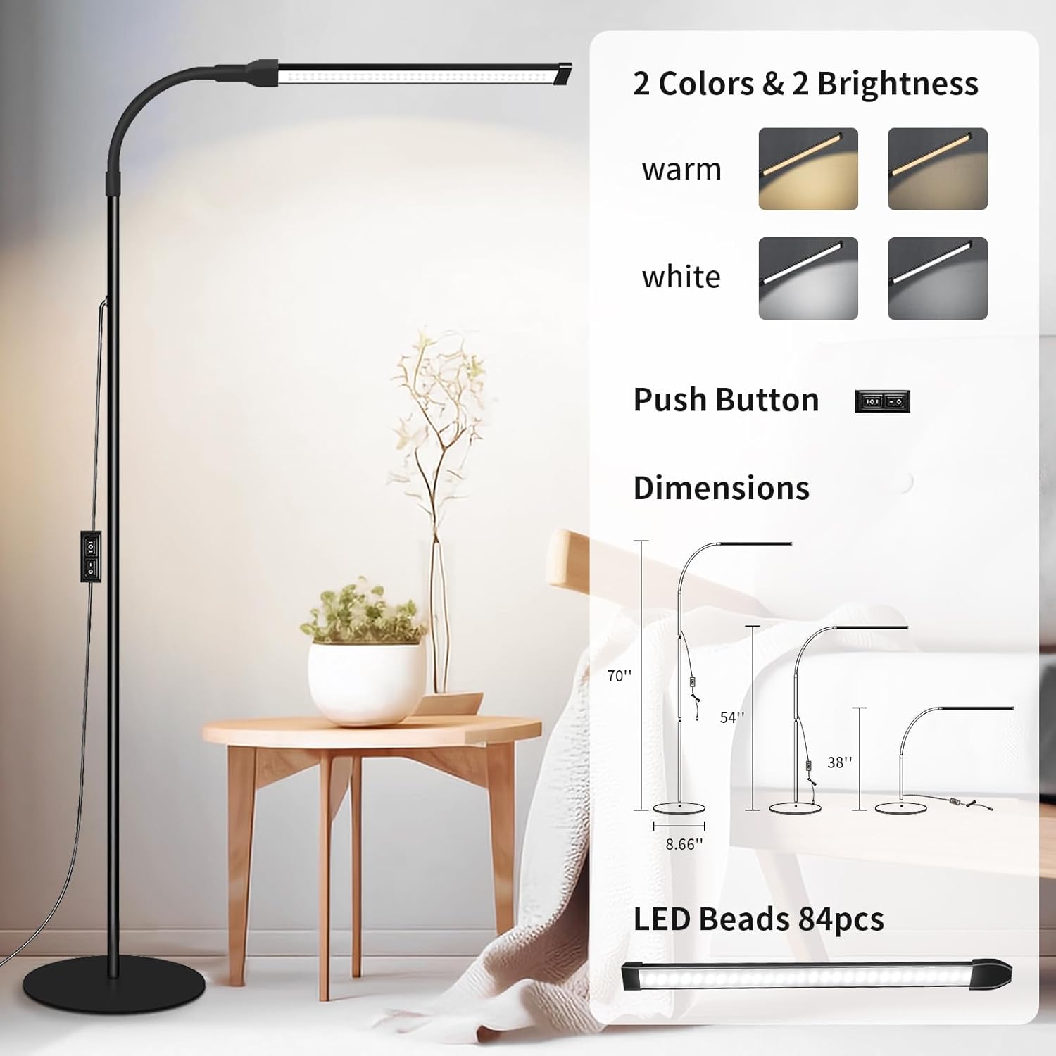 Thumbnail 5 de JCOTTON LED Floor Lamp: 3-in-1 Lash Light for Beauty & Home Use