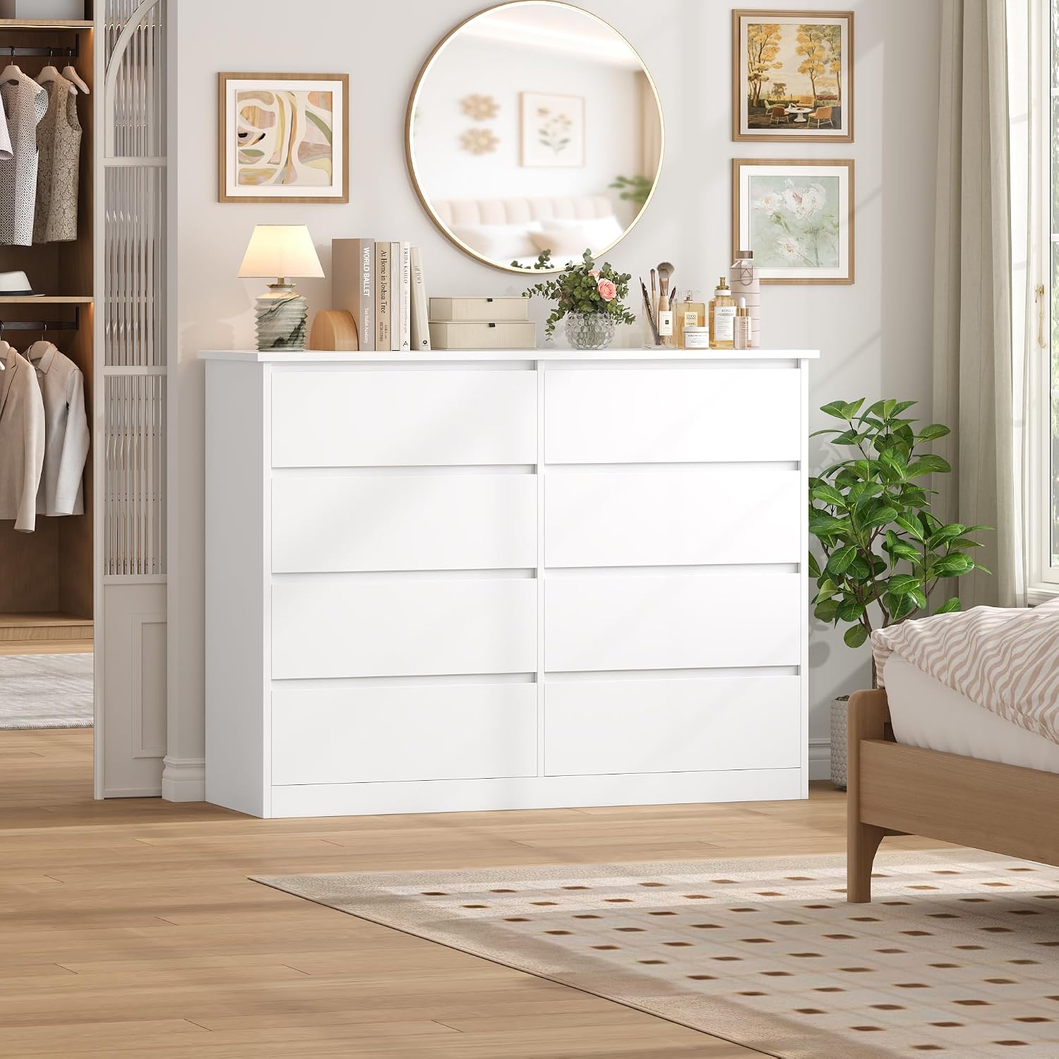 Detalle de FOREHILL P804 Chest of Drawers, 8 Drawers, White, 120 cm