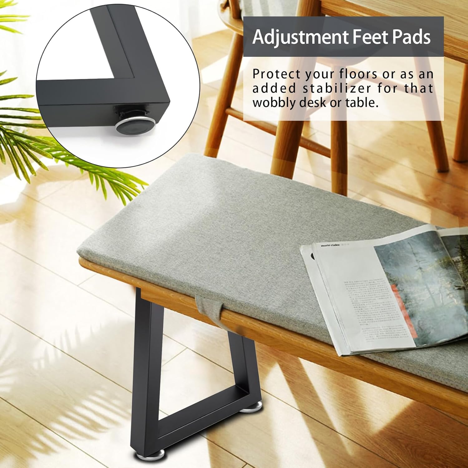 Detalle de Telakeni Trapezoid Legs 16-Inch Metal Bench and Table Legs, Black, Set of 2