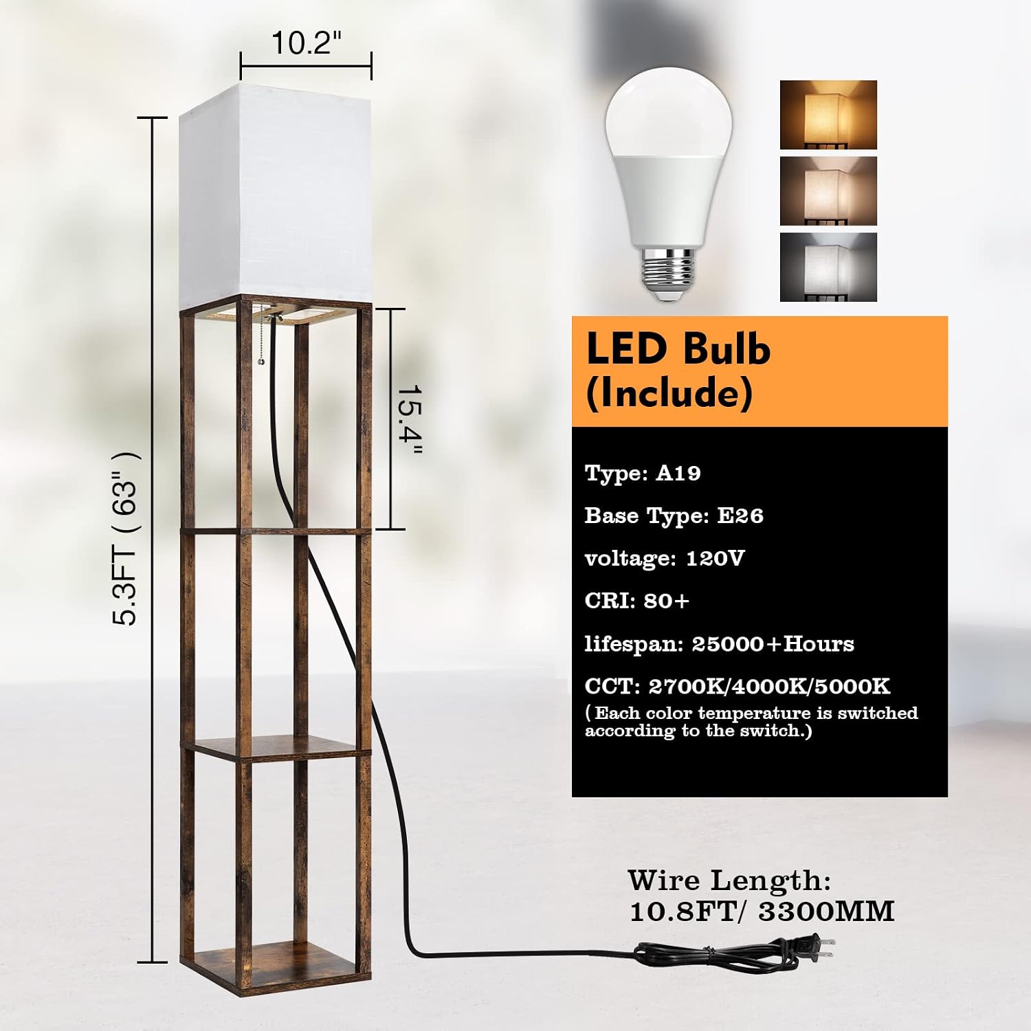 Thumbnail 6 de RUNTOP Floor Lamp with Shelves, 63-Inch