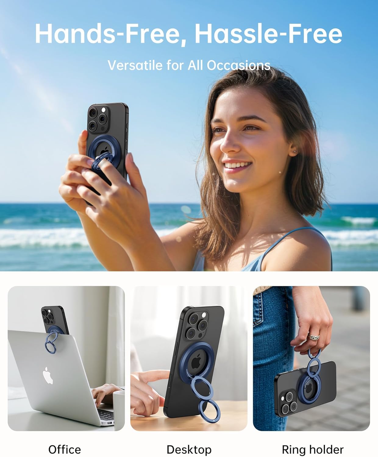 Thumbnail 5 de SYNCWIRE MagSafe Ring Phone Holder: 360° Rotatable Dual-Sided Magnet Stand