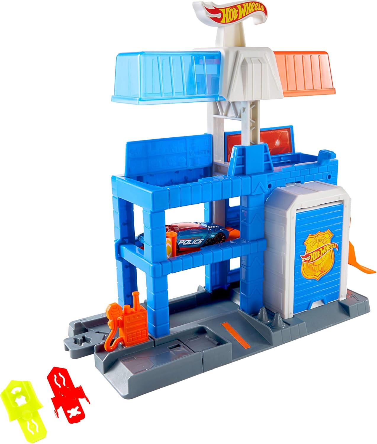 Detalle 2 de Hot Wheels Torre di Polizia – Set espandibile a tre piani con veicolo incluso (JHL74)