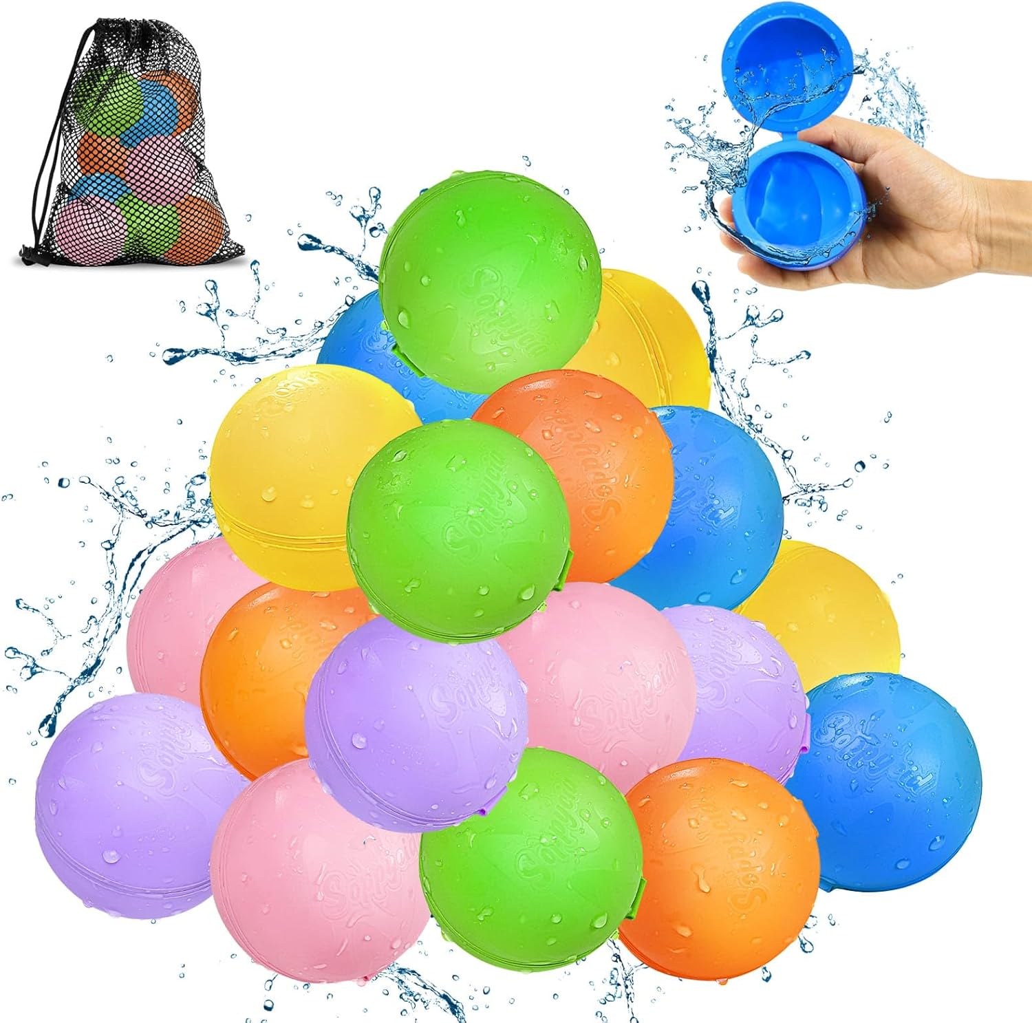 Thumbnail 6 de Wasserbomben Wiederverwendbar Selbstschließend – 15 Stück Silikon-Wasserbomben, magnetisch, ab 3 Jahren