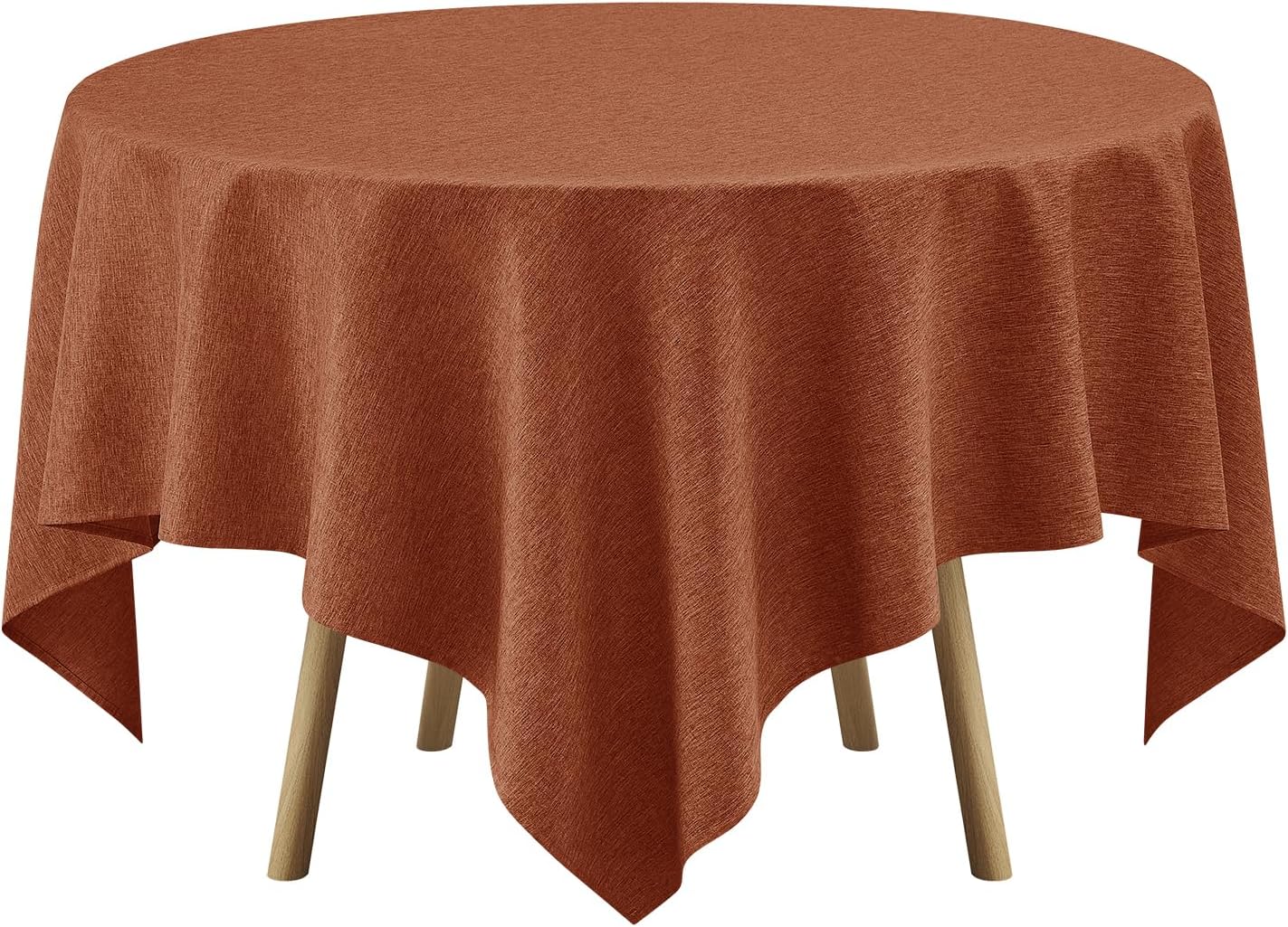 Thumbnail 3 de Decorelia Faux Linen Square Tablecloth, 52 x 52 Inch, Burnt Orange, Water-Resistant