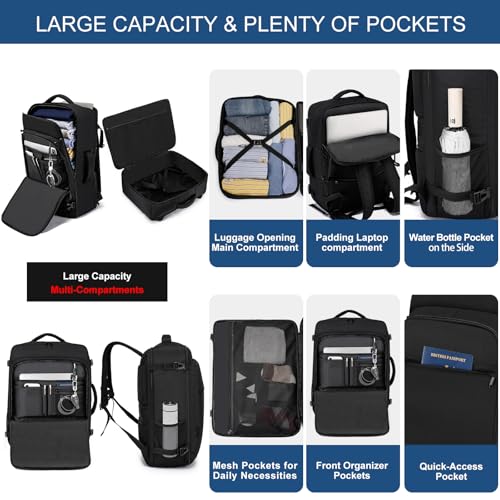 Thumbnail 2 de ENZOSUM Mochila de cabina para avión 55x40x20 cm (44 L) con compartimento para portátil de 17.3”