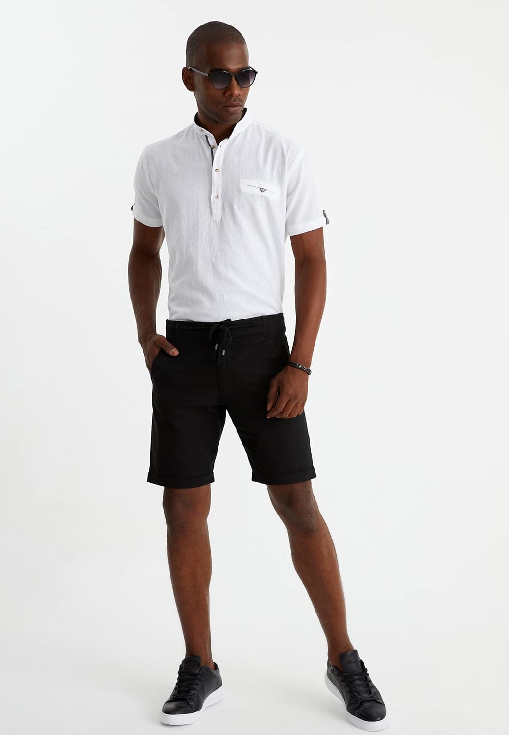 Detalle de Leif Nelson Bermuda en lin pour homme – Short d’été élégant et polyvalent