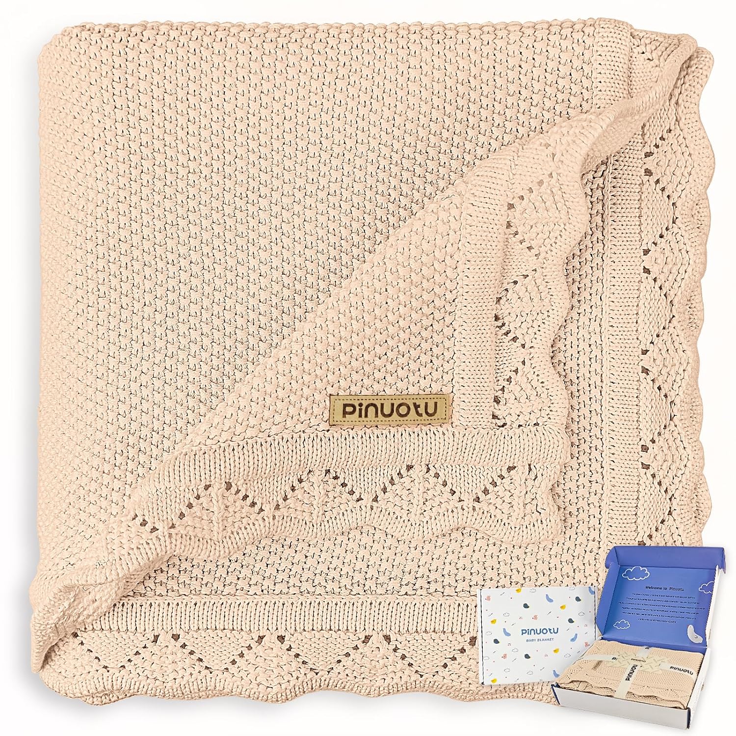 Detalle de Pinuotu Cotton Knitted Baby Blanket 40 x 31 in
