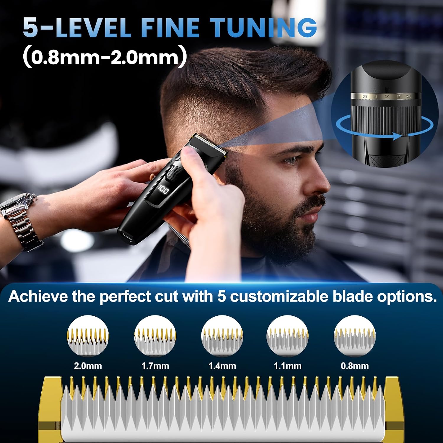 Detalle de Professional Hair Trimmer Hair Clippers with LCD 1️⃣✂