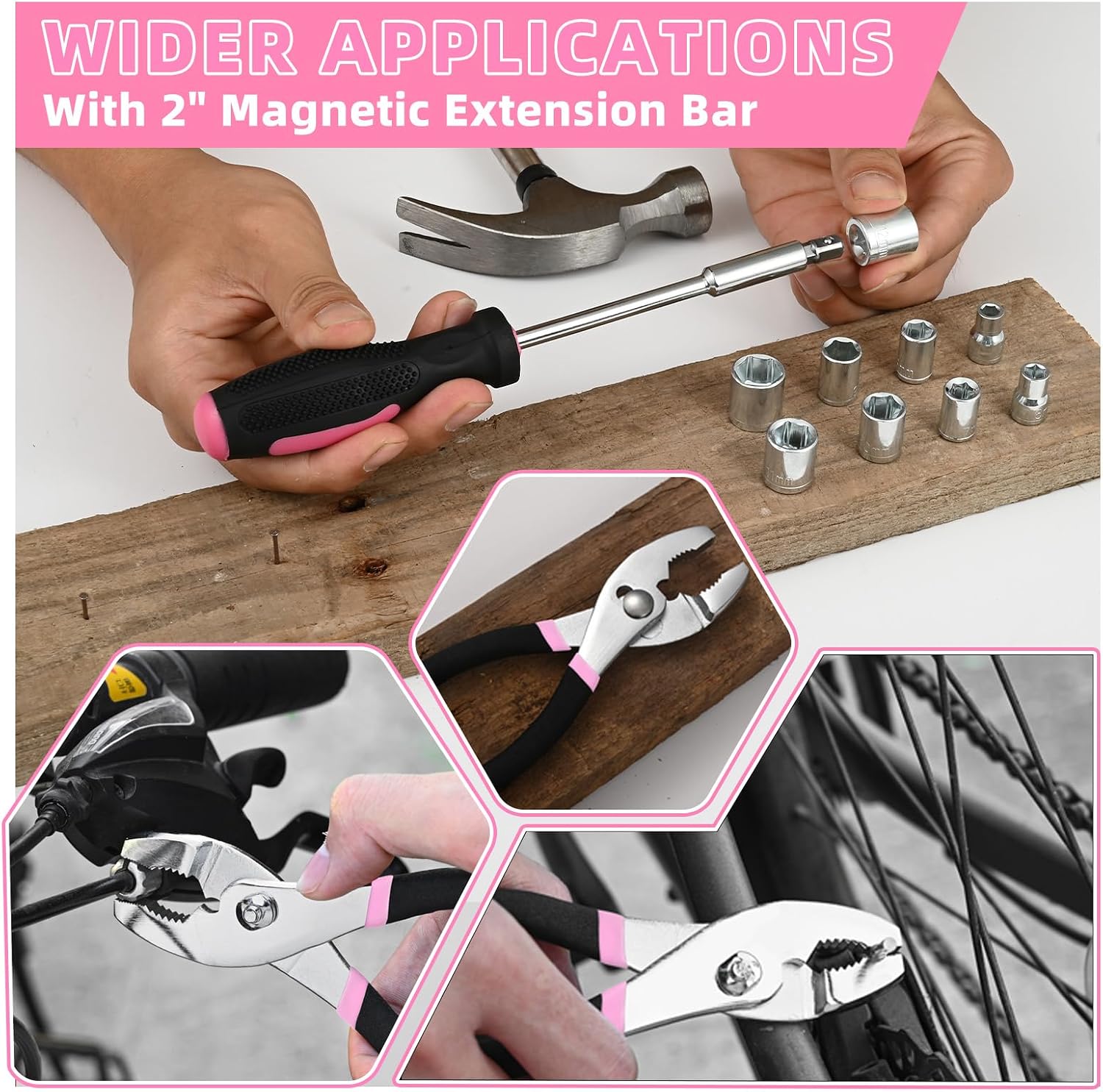 Thumbnail 5 de GETFOO GF144FN 144-Piece Household Tool Set with Pink Plastic Toolbox