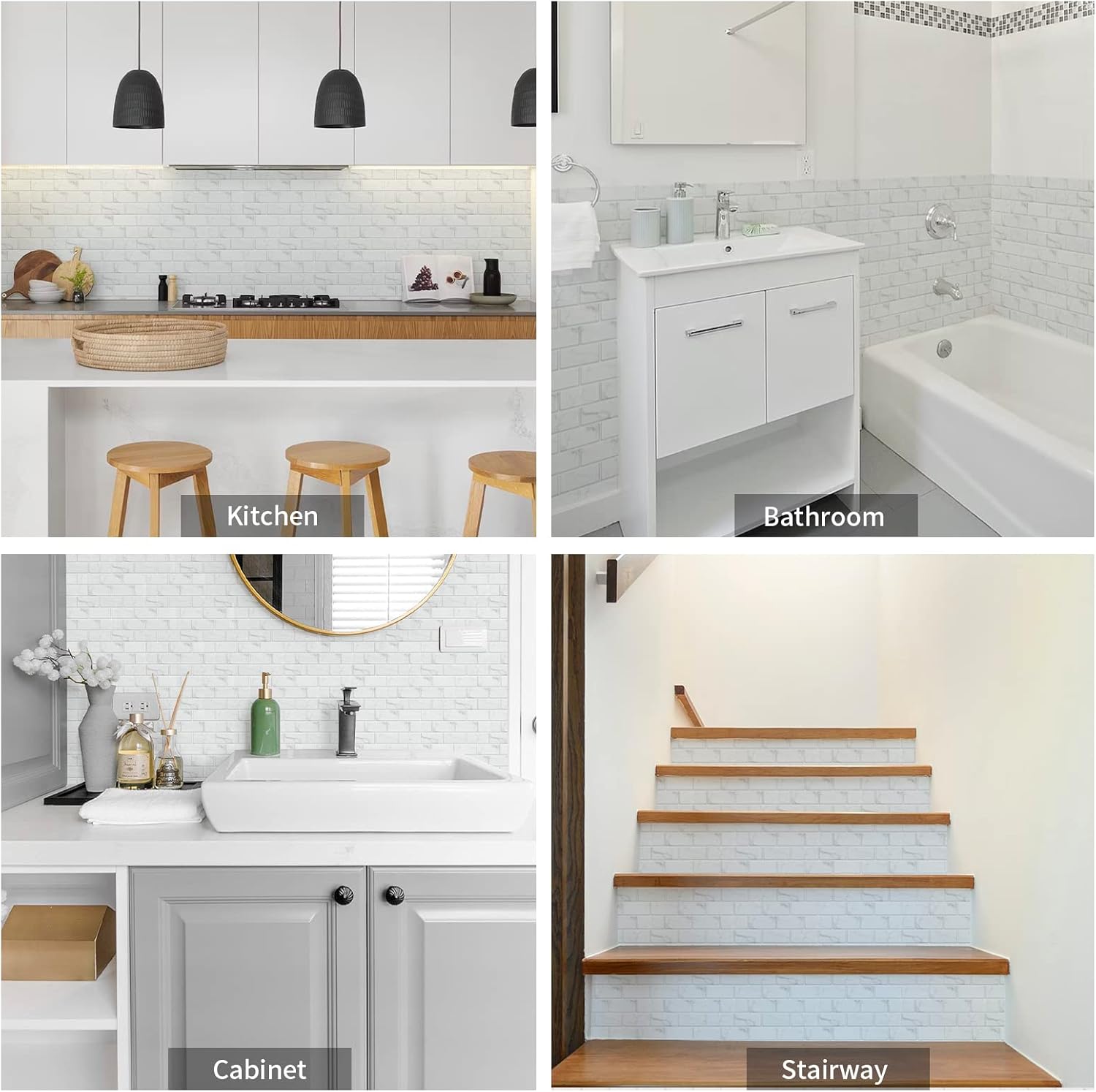 Thumbnail 6 de Fantasnight White Tile Stickers: Peel-and-Stick Vinyl Tiles for Quick Bathroom and Kitchen Makeovers