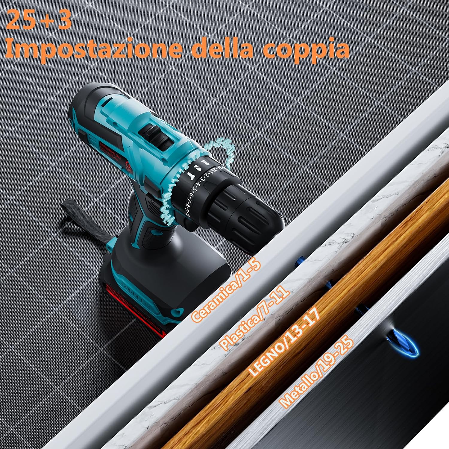 Thumbnail 5 de Olubfdh Trapano Avvitatore a Batteria 21V con 2x2000mAh – 45 Nm, 25+3 Coppia, LED, 60 Minuti di Carica (Blu)